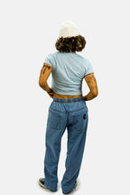 Cropped Compton Logo holográfico Azul Claro