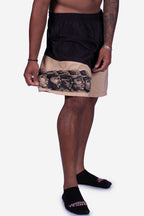 Bermuda Compton Tactel Gangsta Woodcut Preto/Caqui