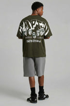 Camiseta Compton Oversized N.W.A. Faces - Verde Militar