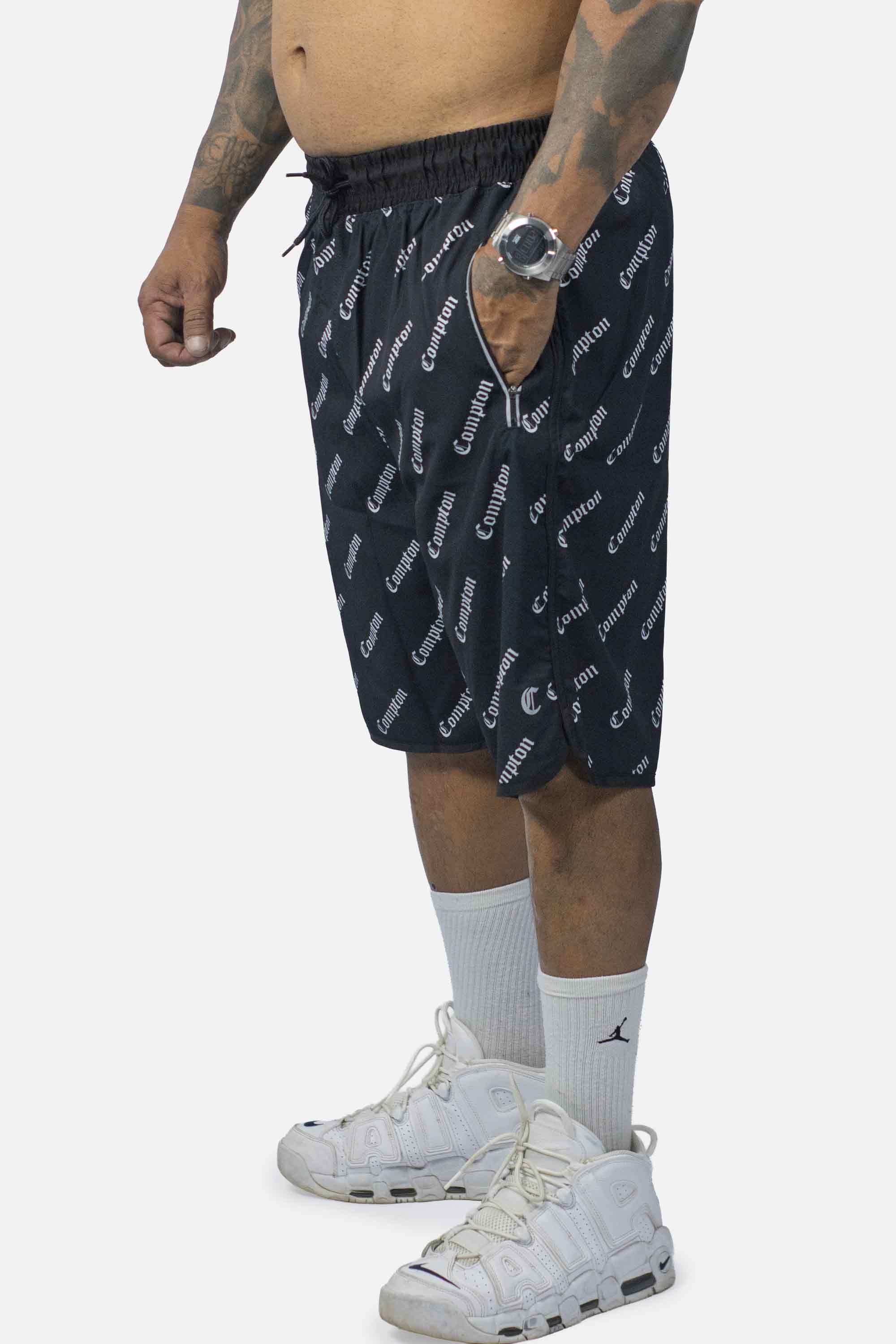 Bermuda Compton Tactel Full Printi Script Preta