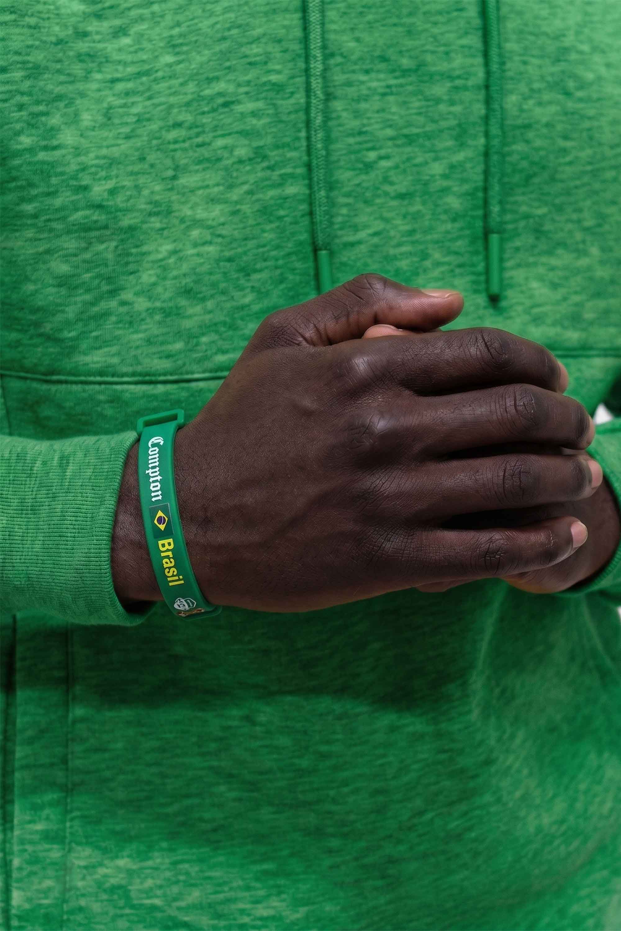 Kit Pulseiras Silicone Compton Brasil Verde e Amarelo