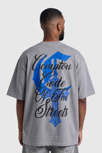 Camiseta Compton Oversized Code Of The Streets - Cinza