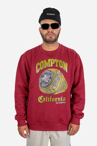 Moletom Compton Careca Champion Ring Vinho