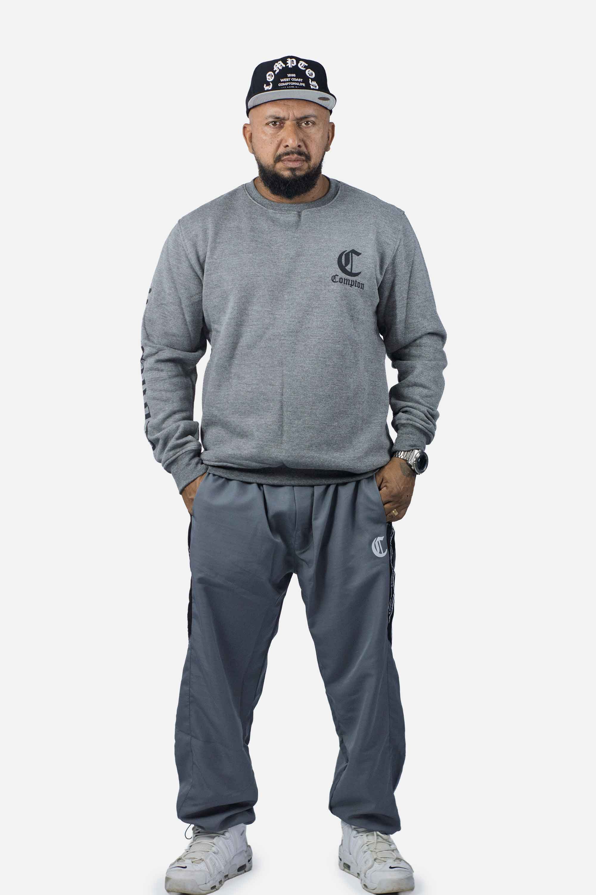 Moletom Compton Careca Logo Cinza