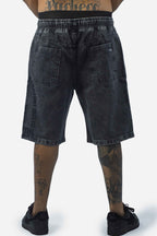 Bermuda Jeans Compton  Elástico Chanfro Marmorizada