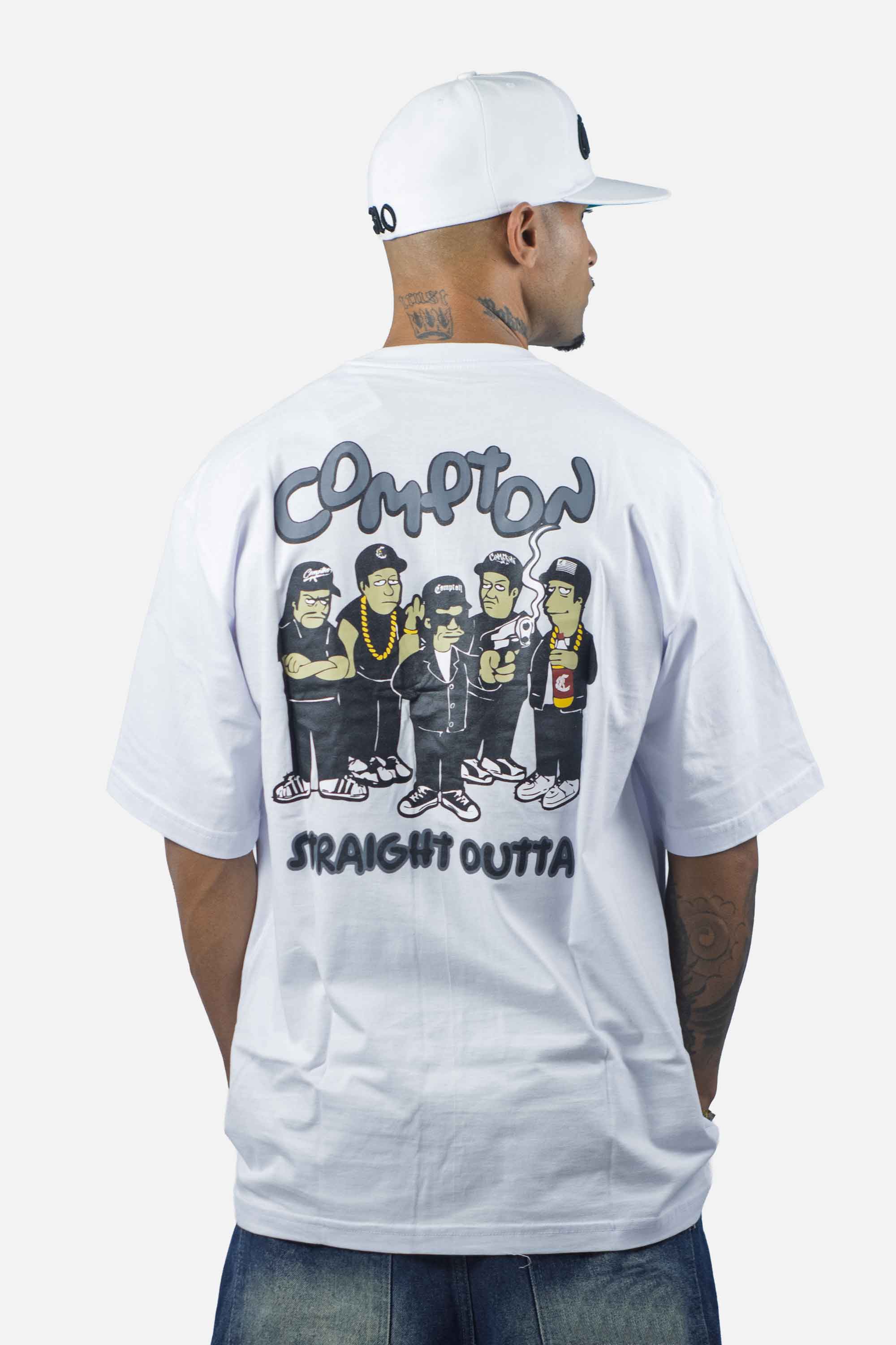 Camiseta Compton Oversized Straigh Outta Branca