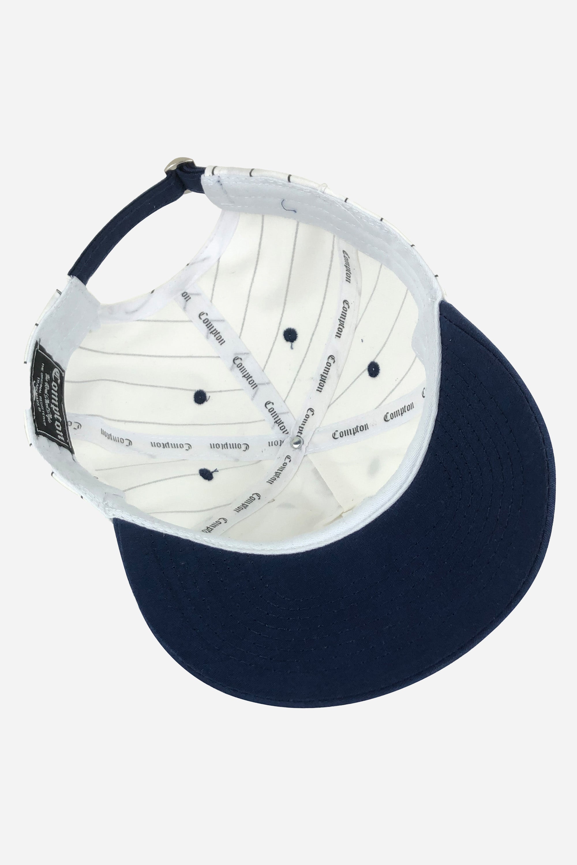Boné Dad Hat Compton Baseball Pinstripe Azul Logo Bordado
