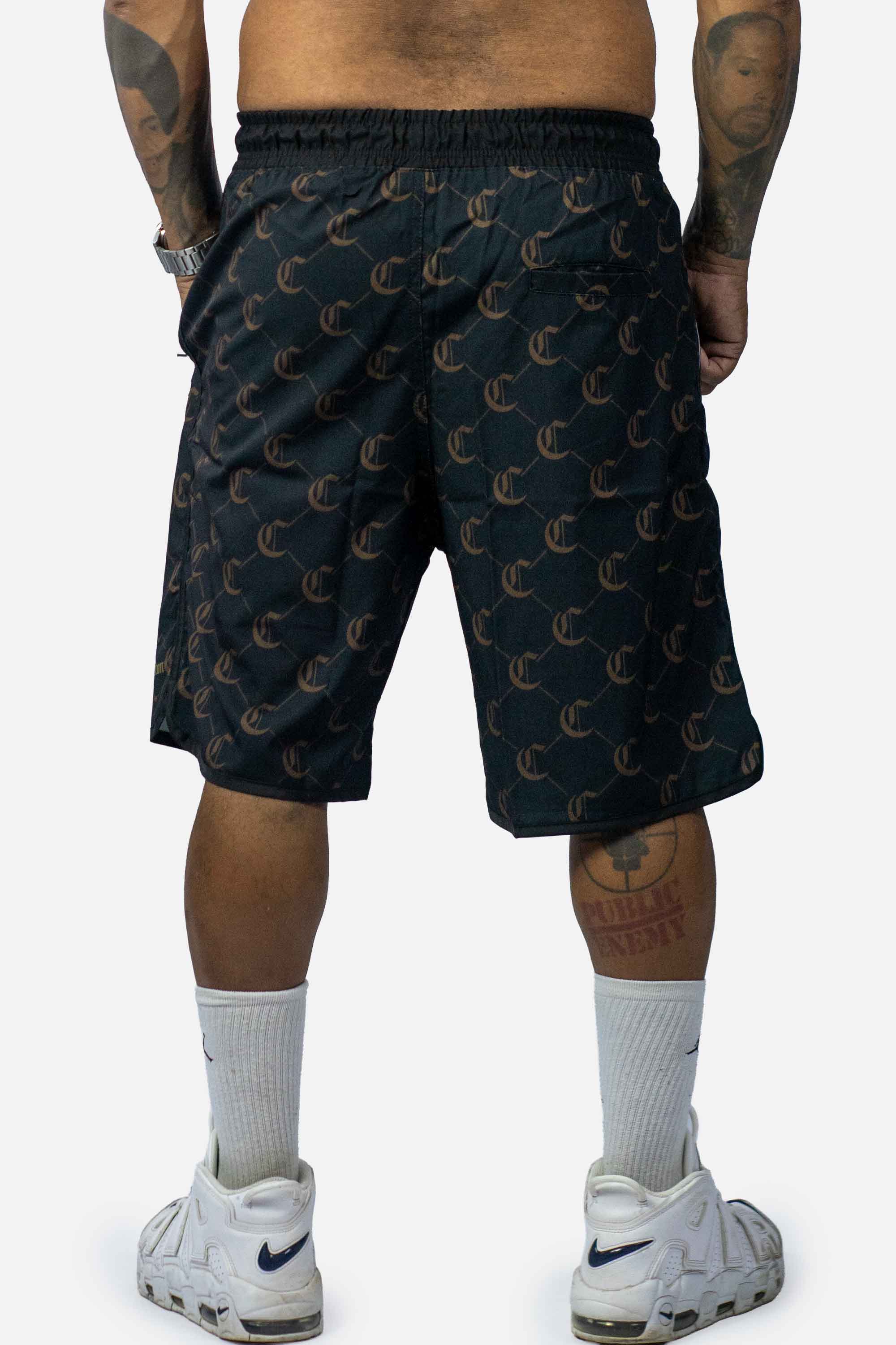 Bermuda Compton Tactel Full Print Logo Preta