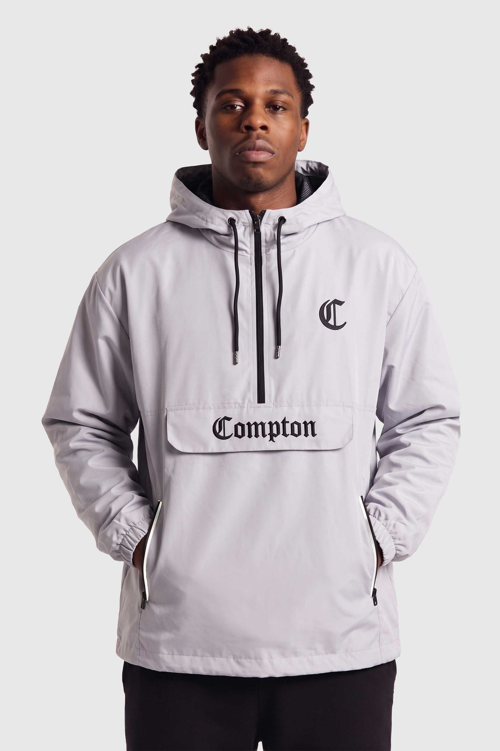Jaqueta Compton Corta Vento Anorak Vira Bolsa Cinza
