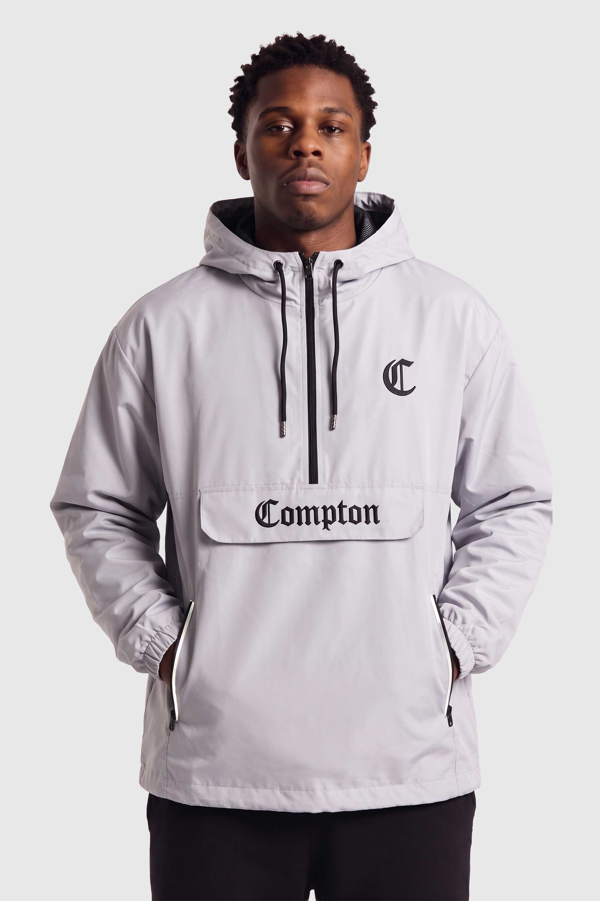 Jaqueta Compton Corta Vento Anorak Vira Bolsa Cinza