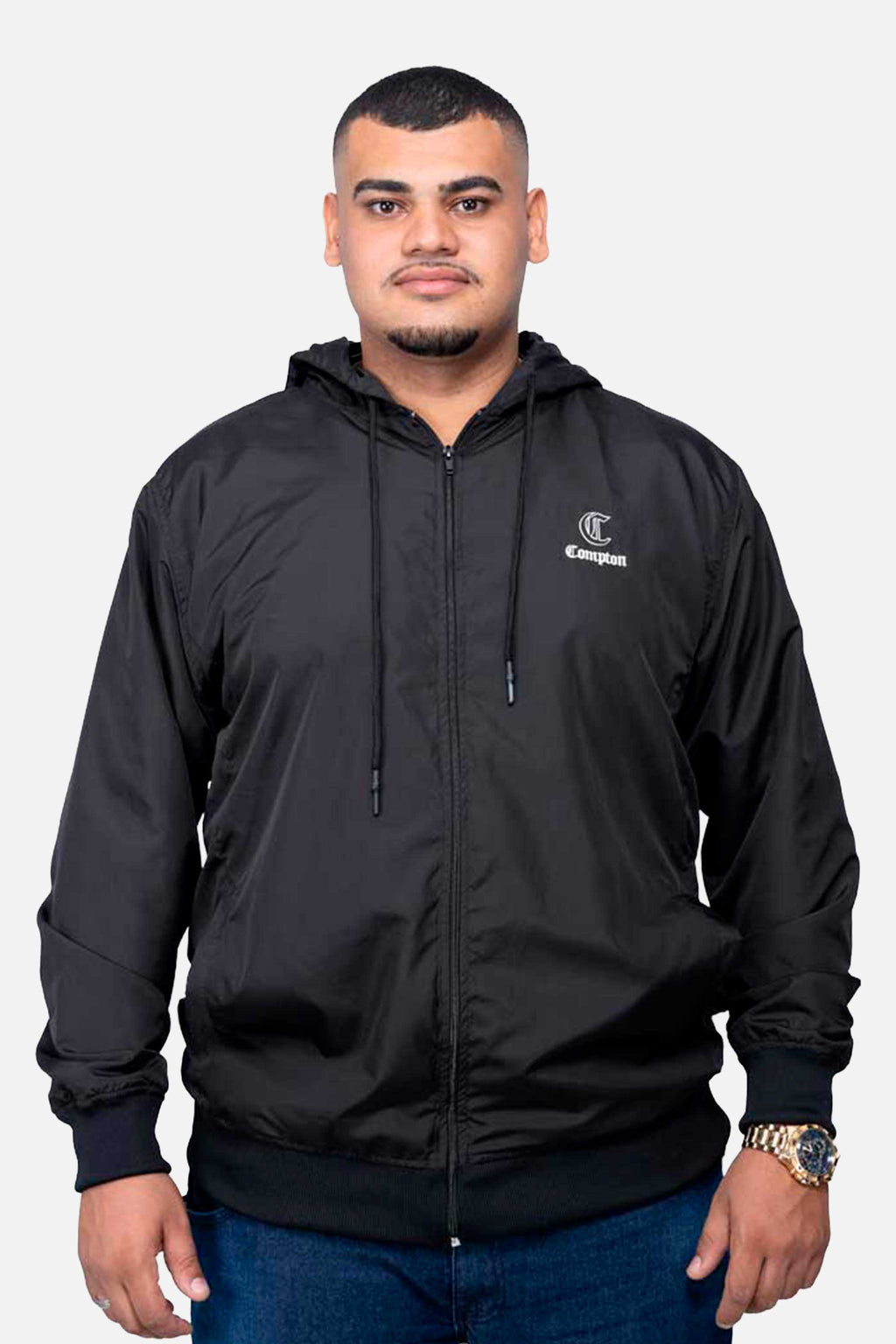Jaqueta Compton Corta Vento Ziper Extra Preta