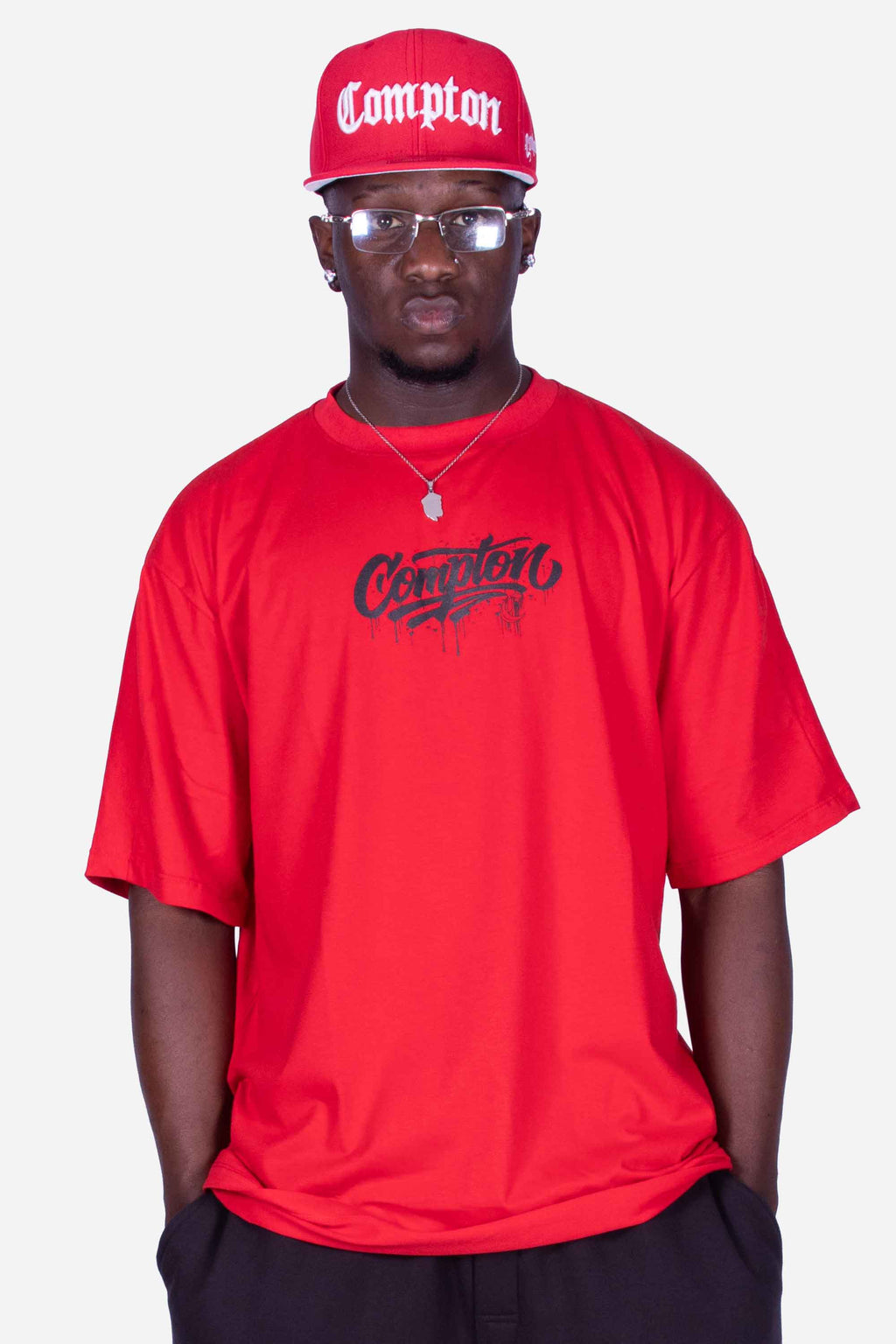 Camiseta Compton Oversized Drained Morcego Vermelha