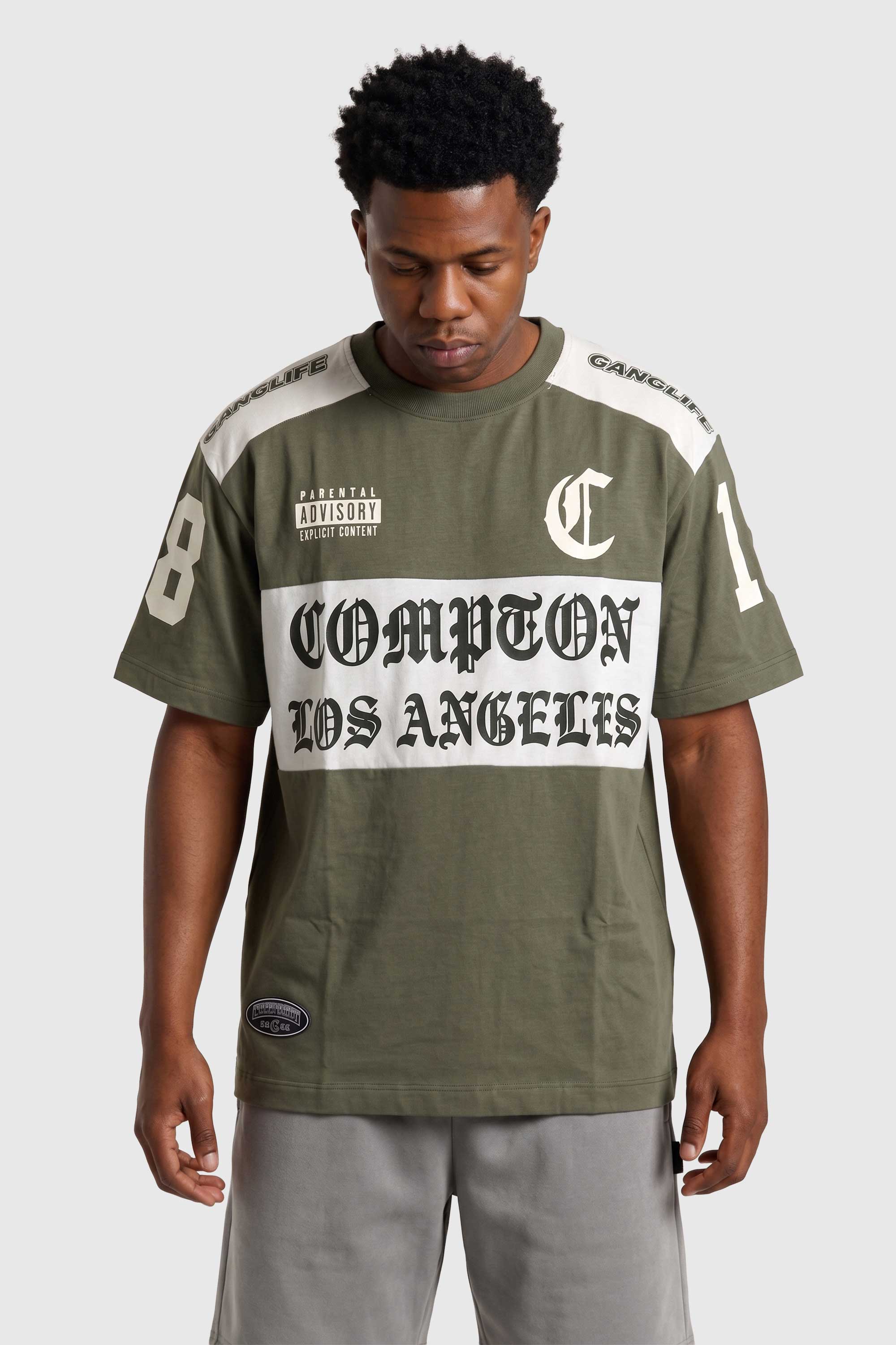 Camiseta Oversized Compton Gang Life - Verde Militar