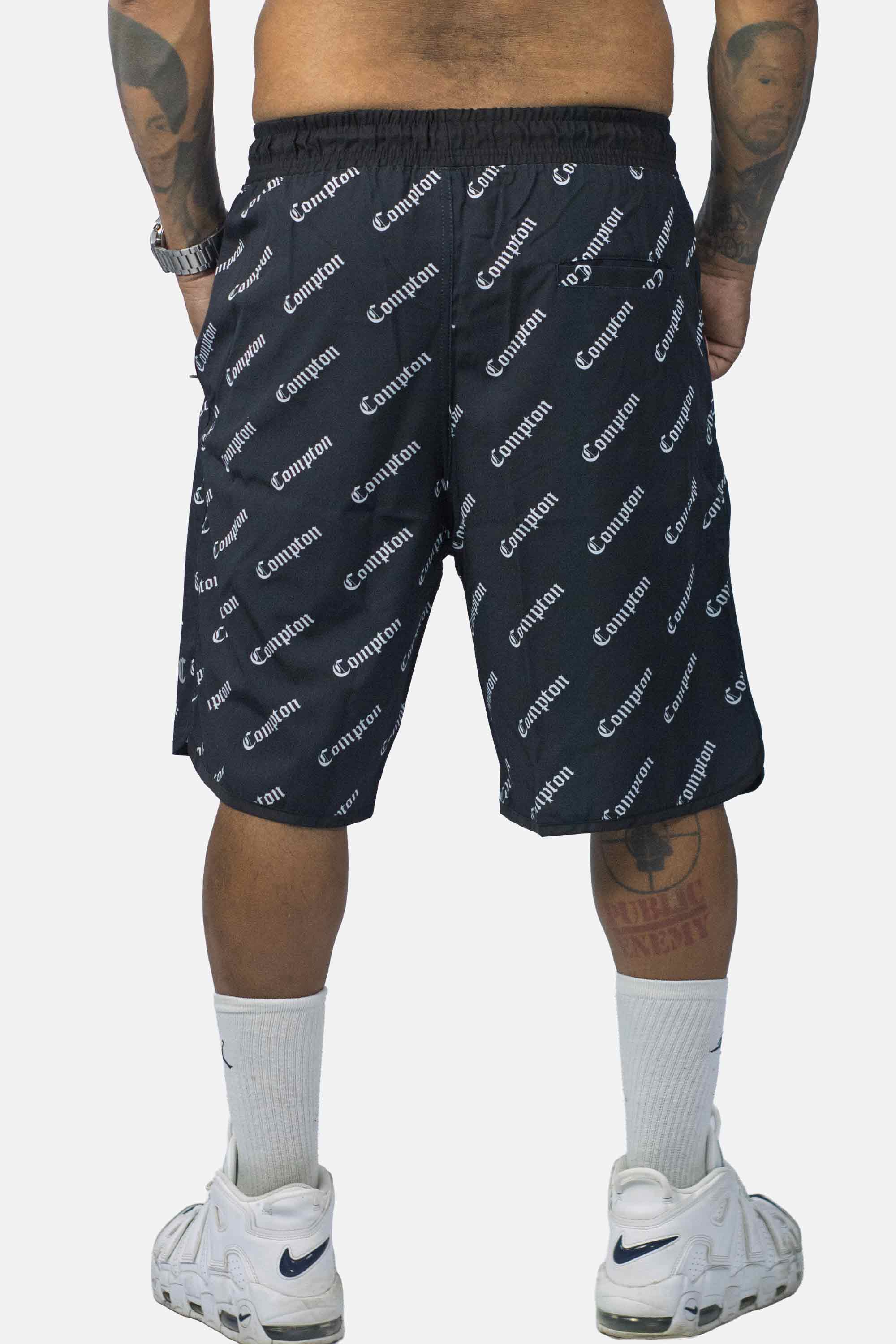 Bermuda Compton Tactel Full Printi Script Preta