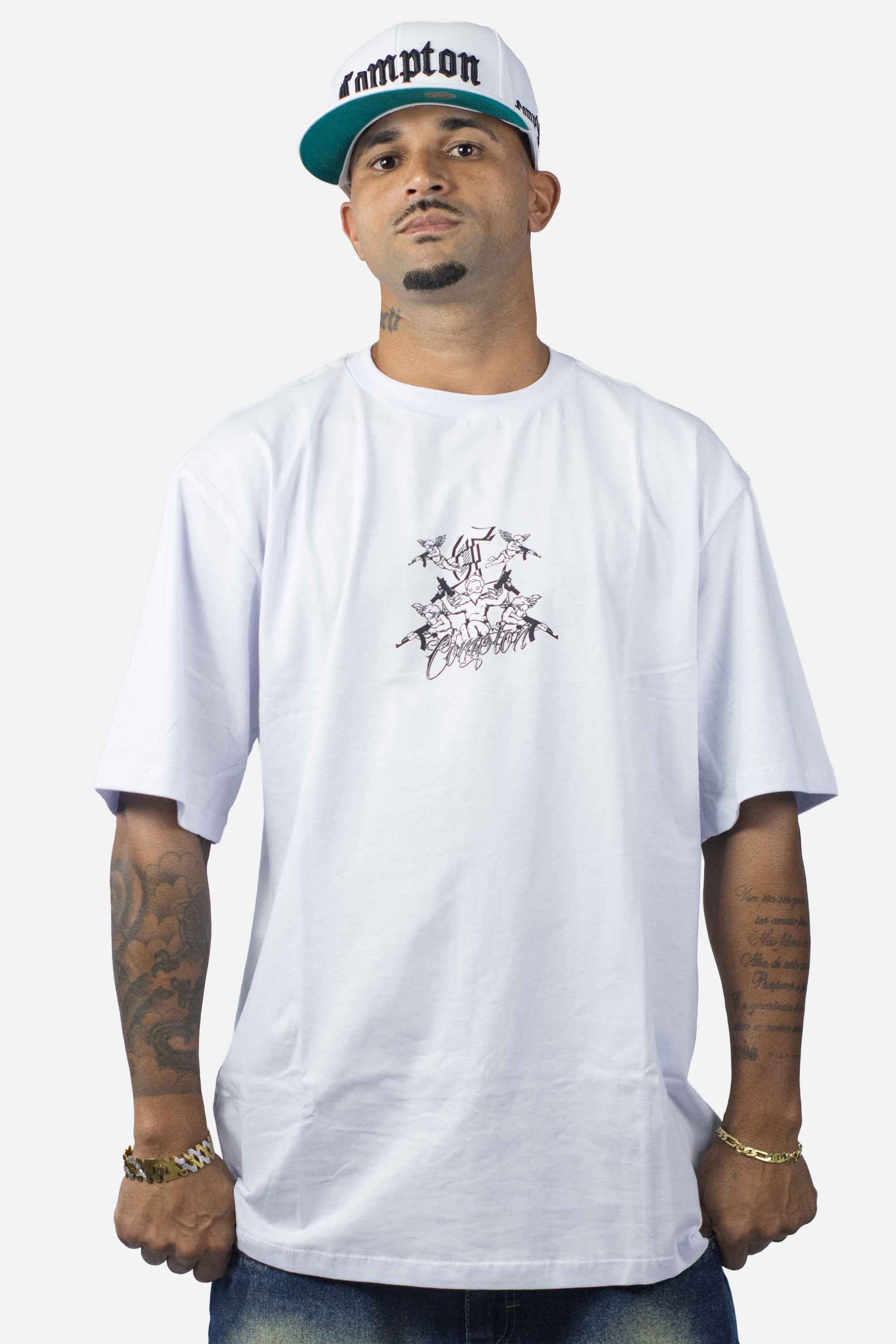 Camiseta Compton Oversized Thug Angel Branca