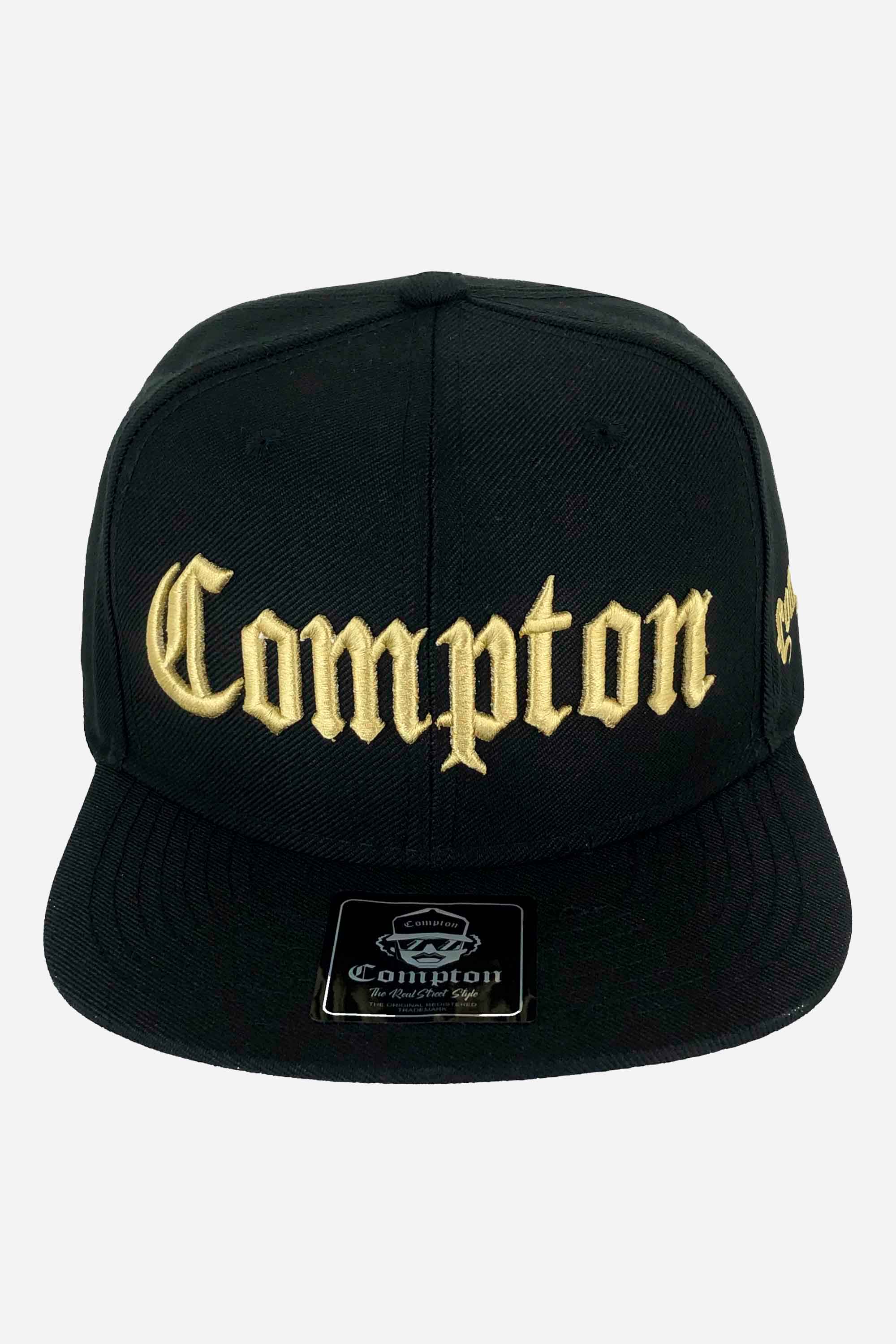 Boné Aba Reta Compton Classic Preto Bordado Dourado