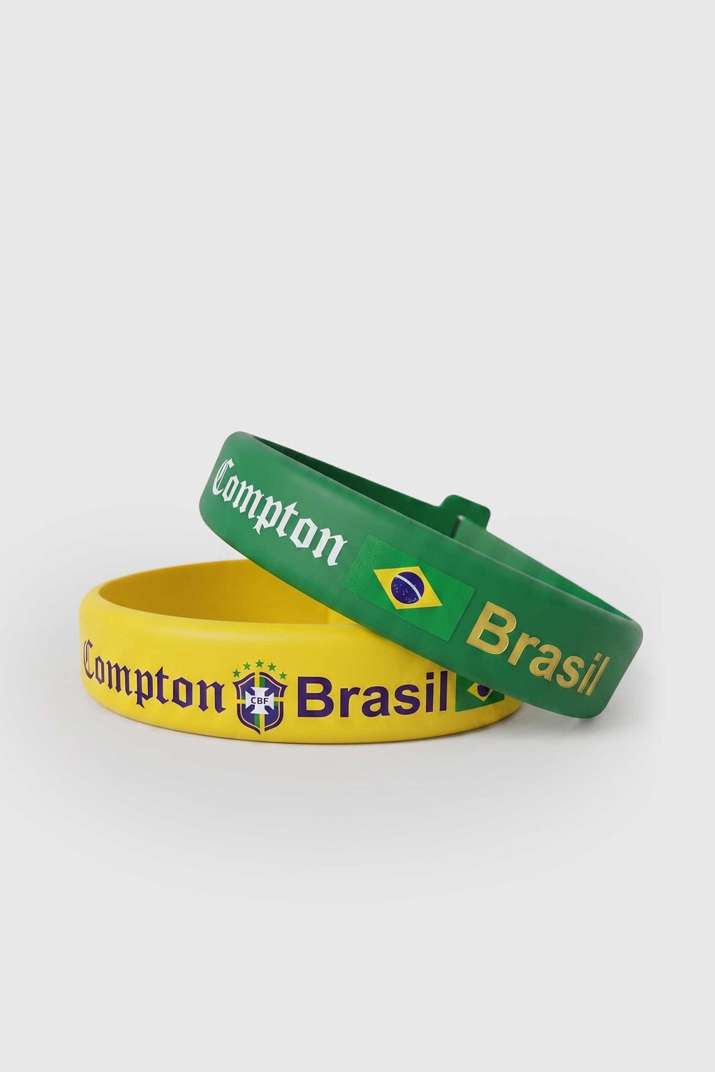 Kit Pulseiras Silicone Compton Brasil Verde e Amarelo