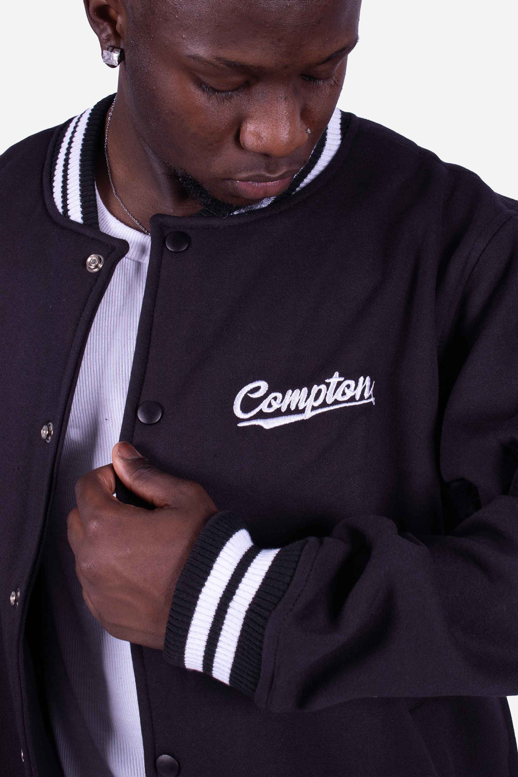 Jaqueta Compton college Bordada Preta