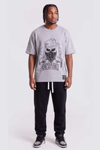 Camiseta Compton Manga Curta Skull Cinza