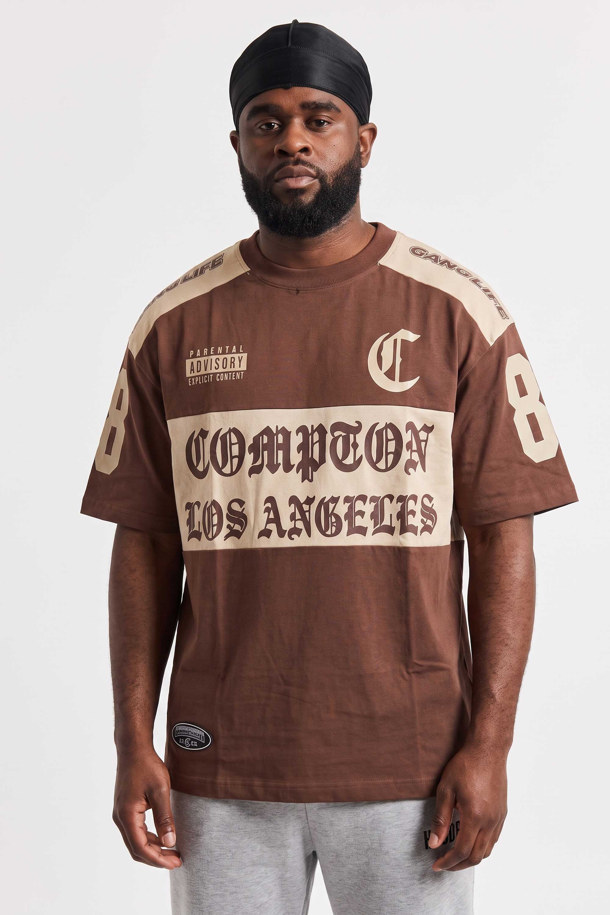 Camiseta Oversized Compton Gang Life - Marrom