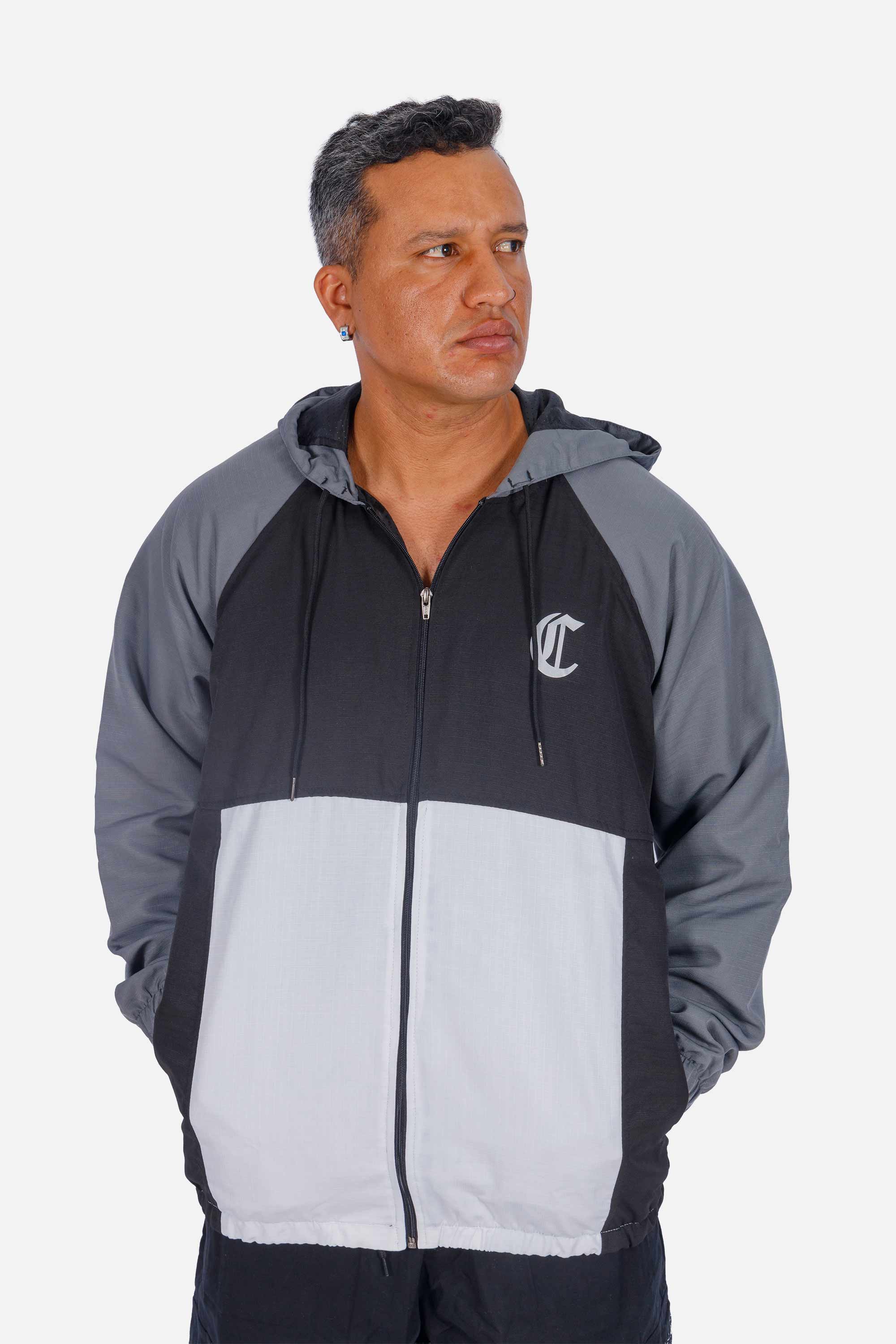 Jaqueta Compton Corta Vento Logo Refletivo Cinza