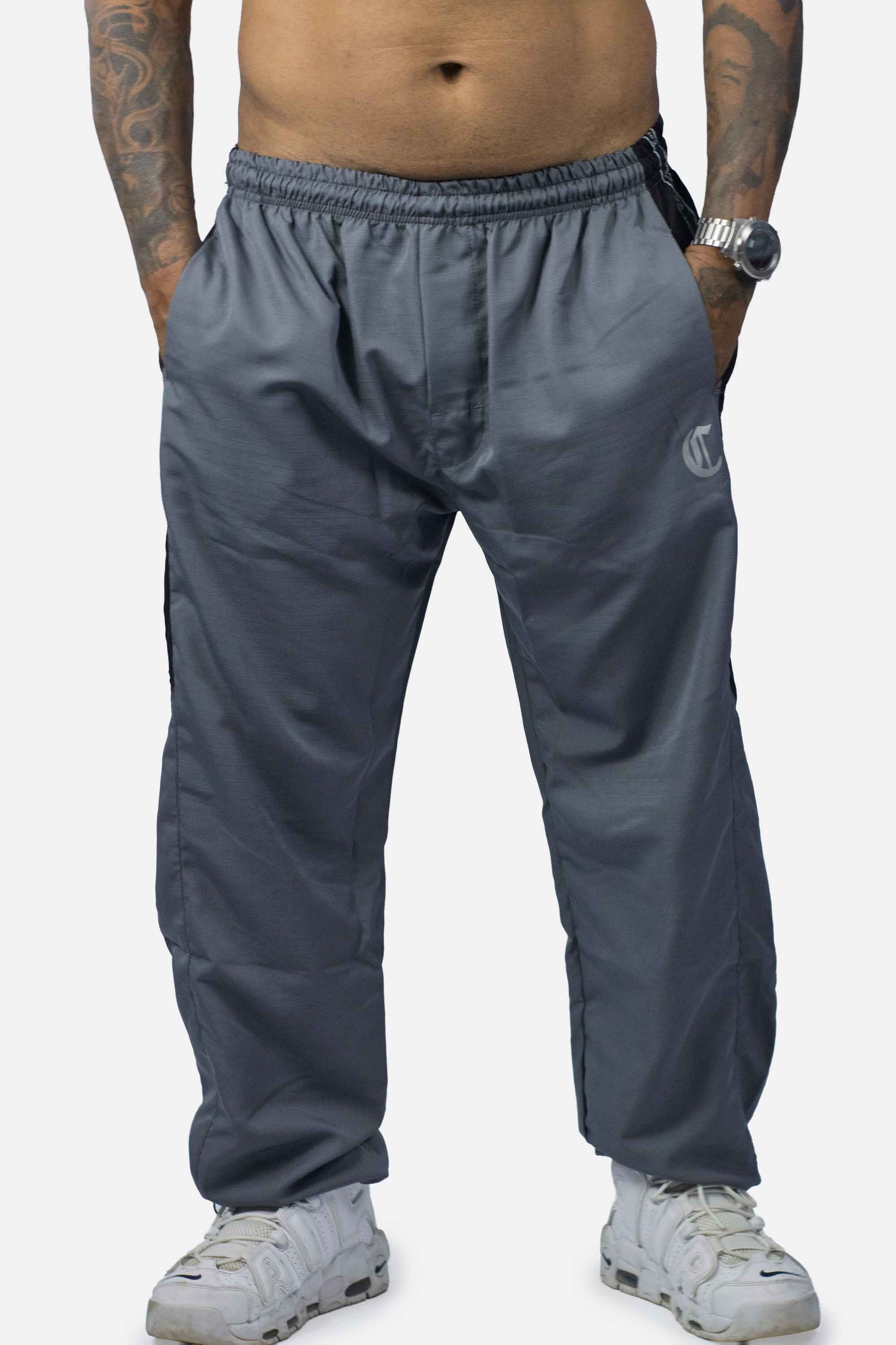 Calça Compton Tactel Faixa Galão Cinza