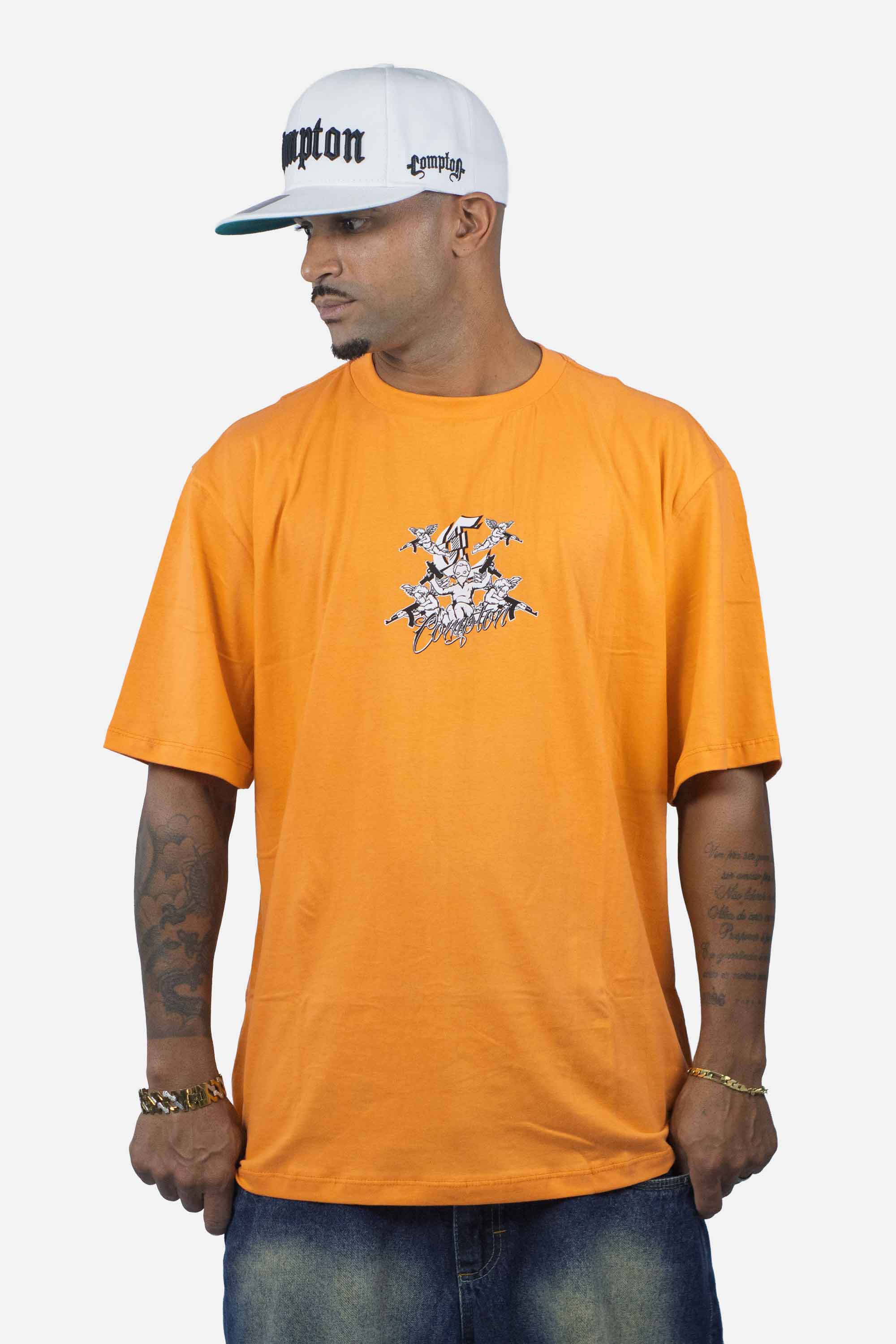 Camiseta Compton Oversized Thug Angel Laranja