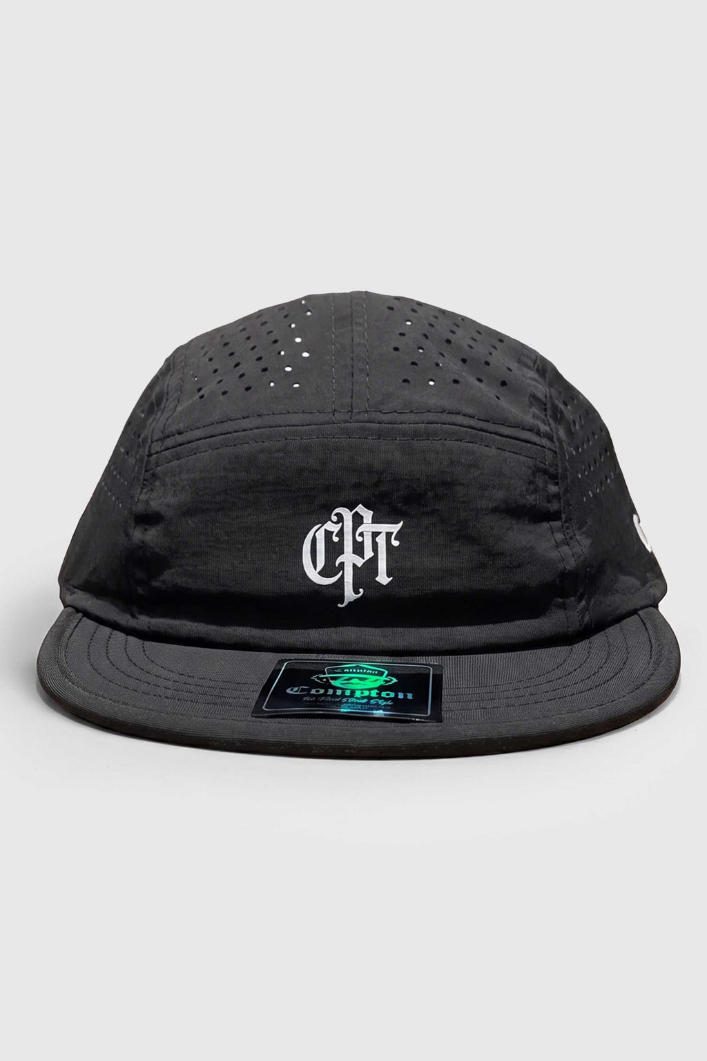 Boné Five Panel Corredor Compton Running Air Aba Curta Flexível - Preto