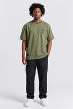 Camiseta Compton Oversized Gang Cross Verde Militar