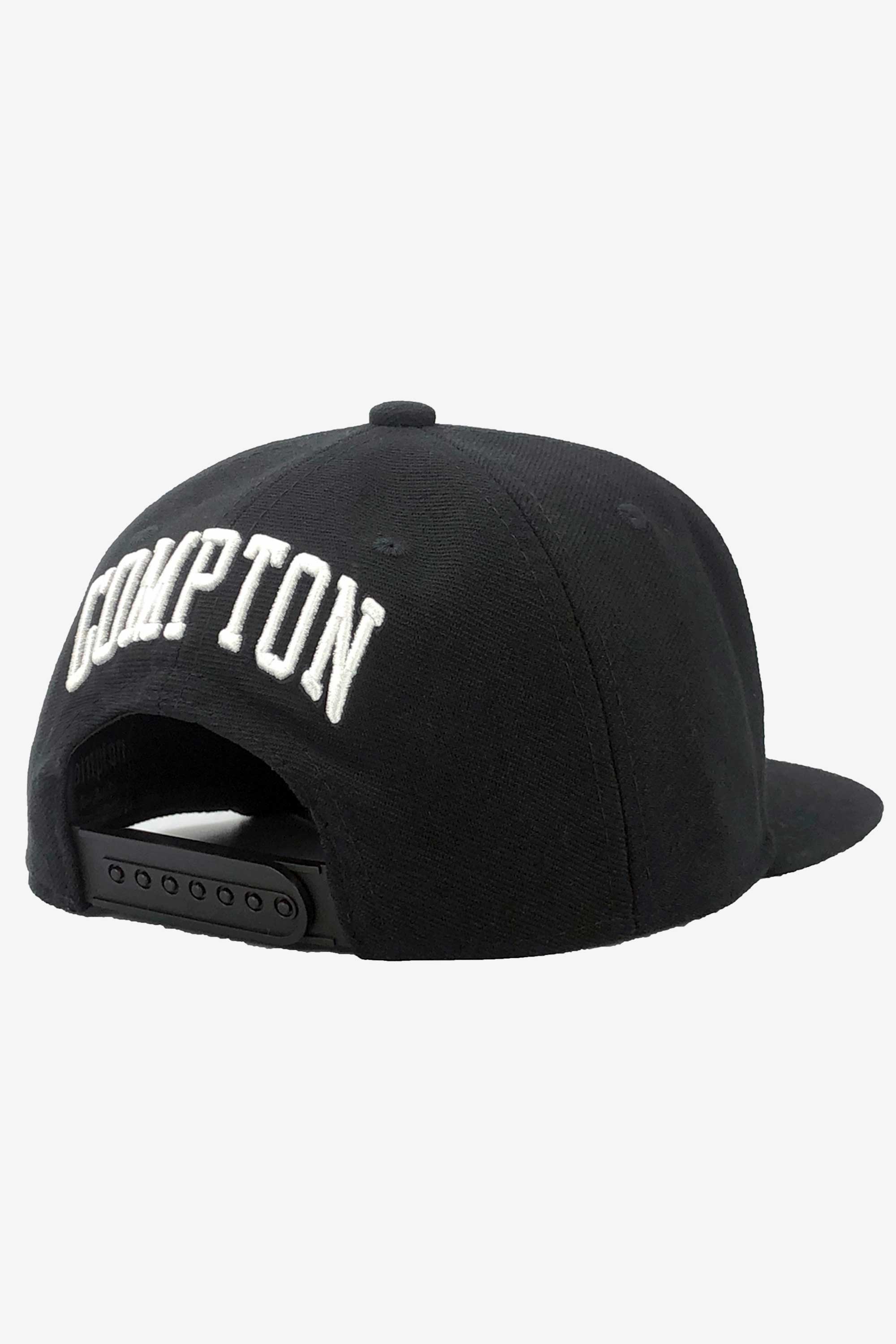 Boné Compton Aba Reta Snapback Logo Corte Laser Preto