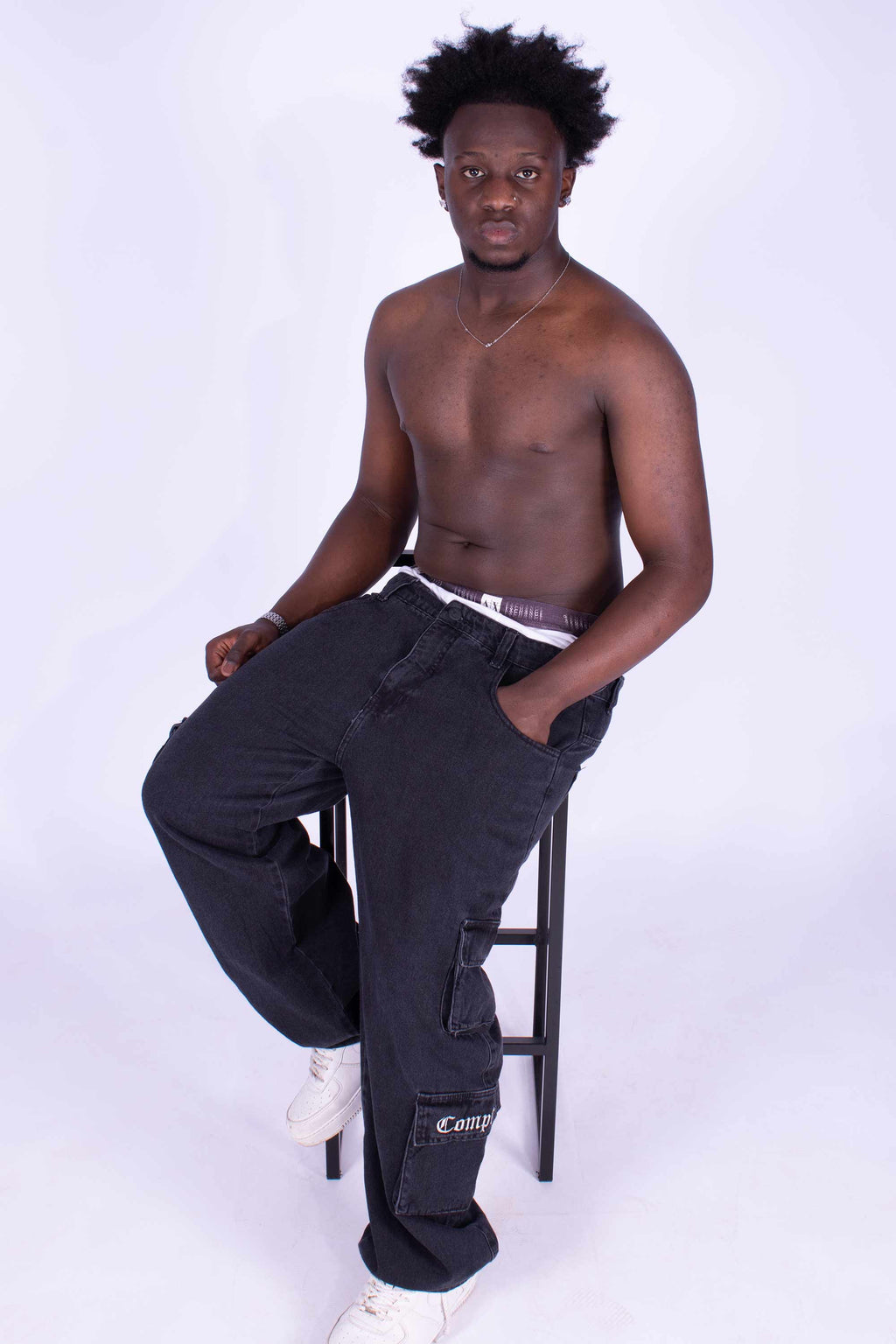 Calça Jeans Cargo Compton Black Four Pocket