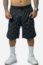 Bermuda Compton Tactel Full Print Logo Preta