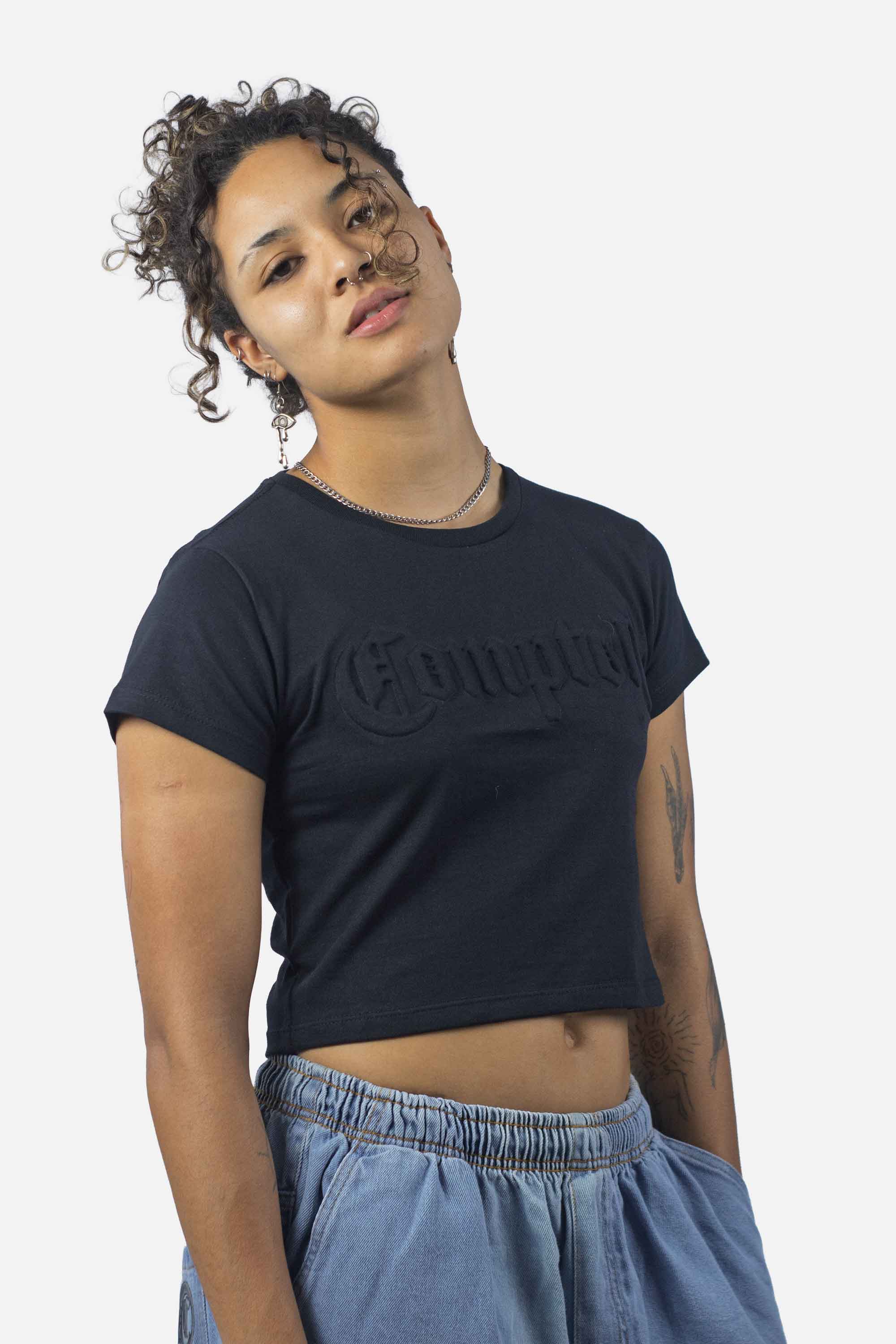 Cropped Compton Relevo 3D Preto