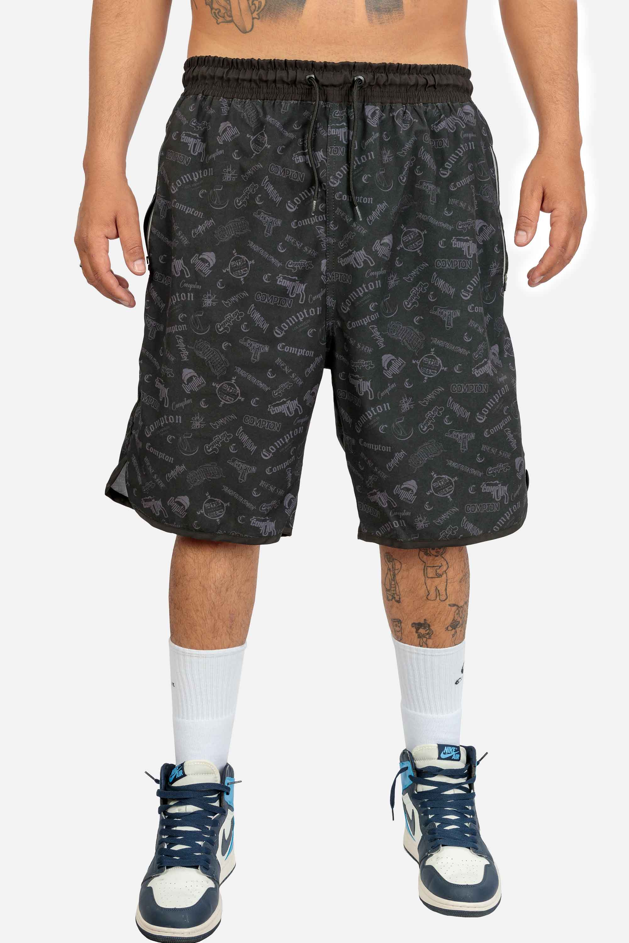 Bermuda Compton Tactel Full Print Blackfile Preta