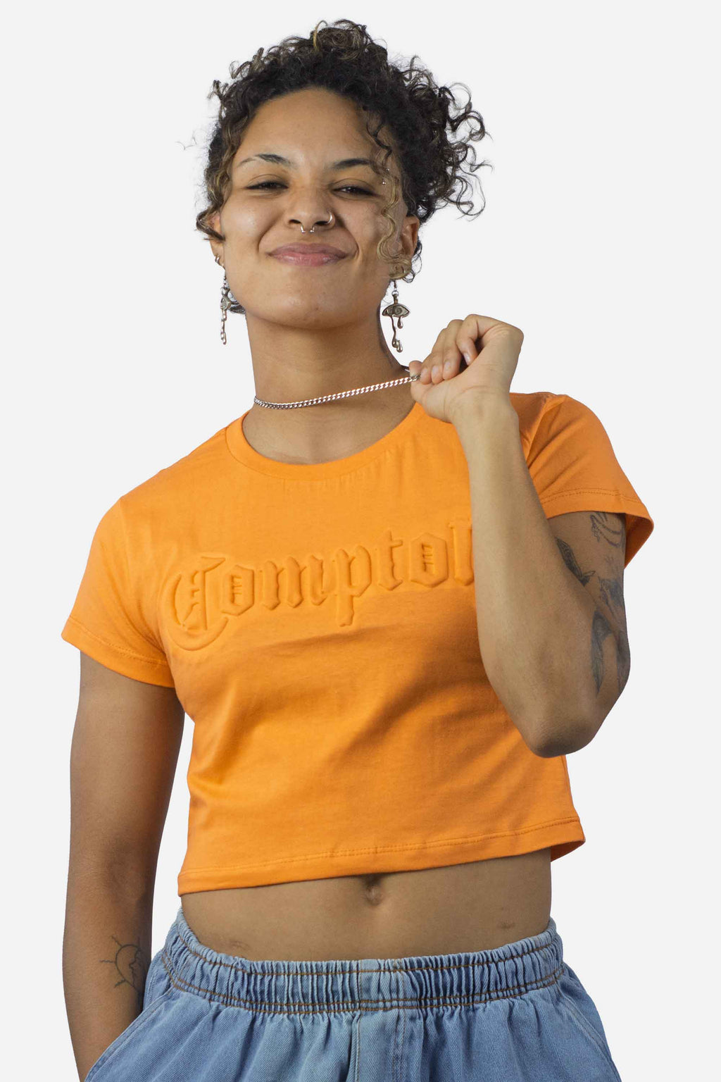 Cropped Compton Relevo 3D Laranja - COMPTON