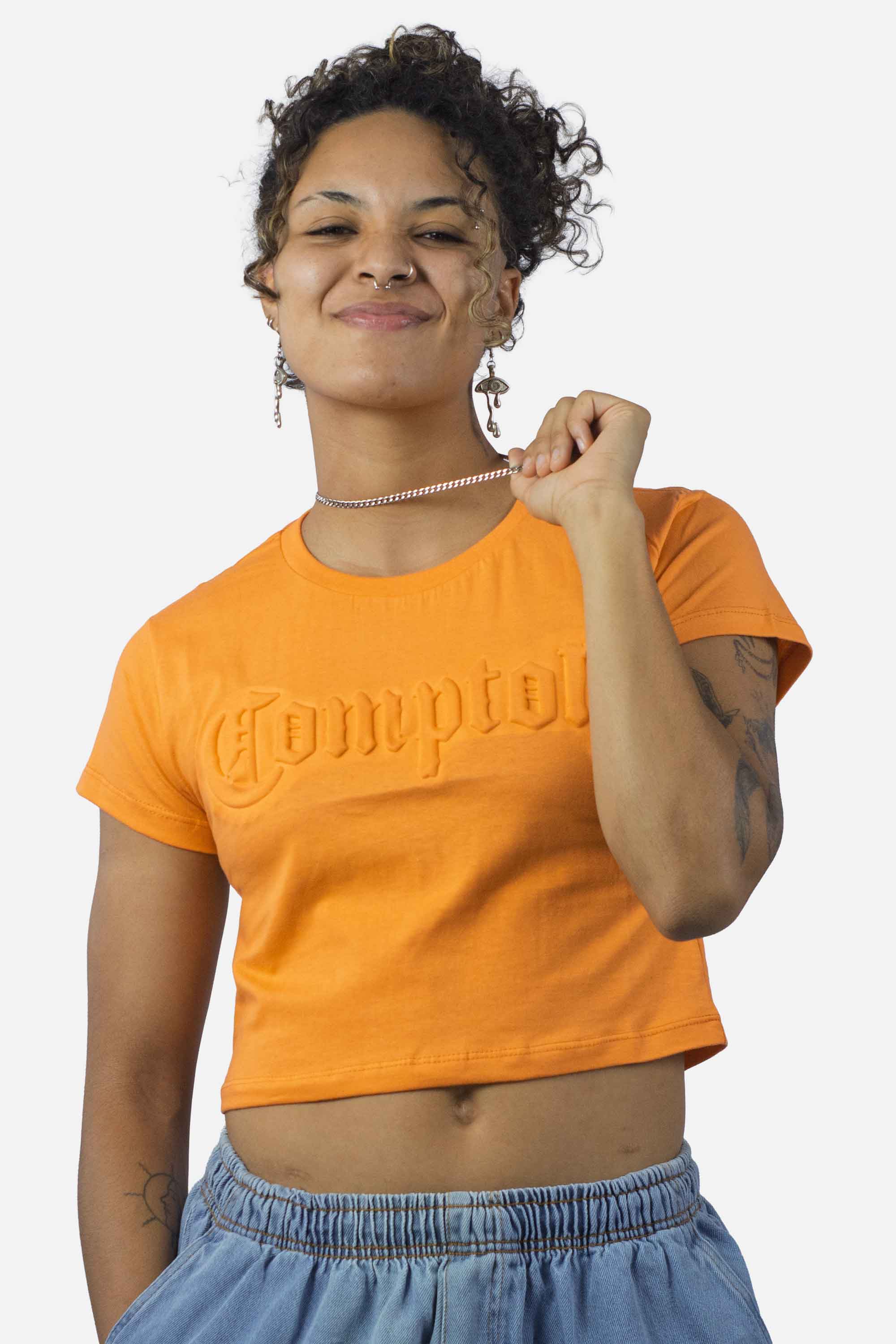 Cropped Compton Relevo 3D Laranja - COMPTON
