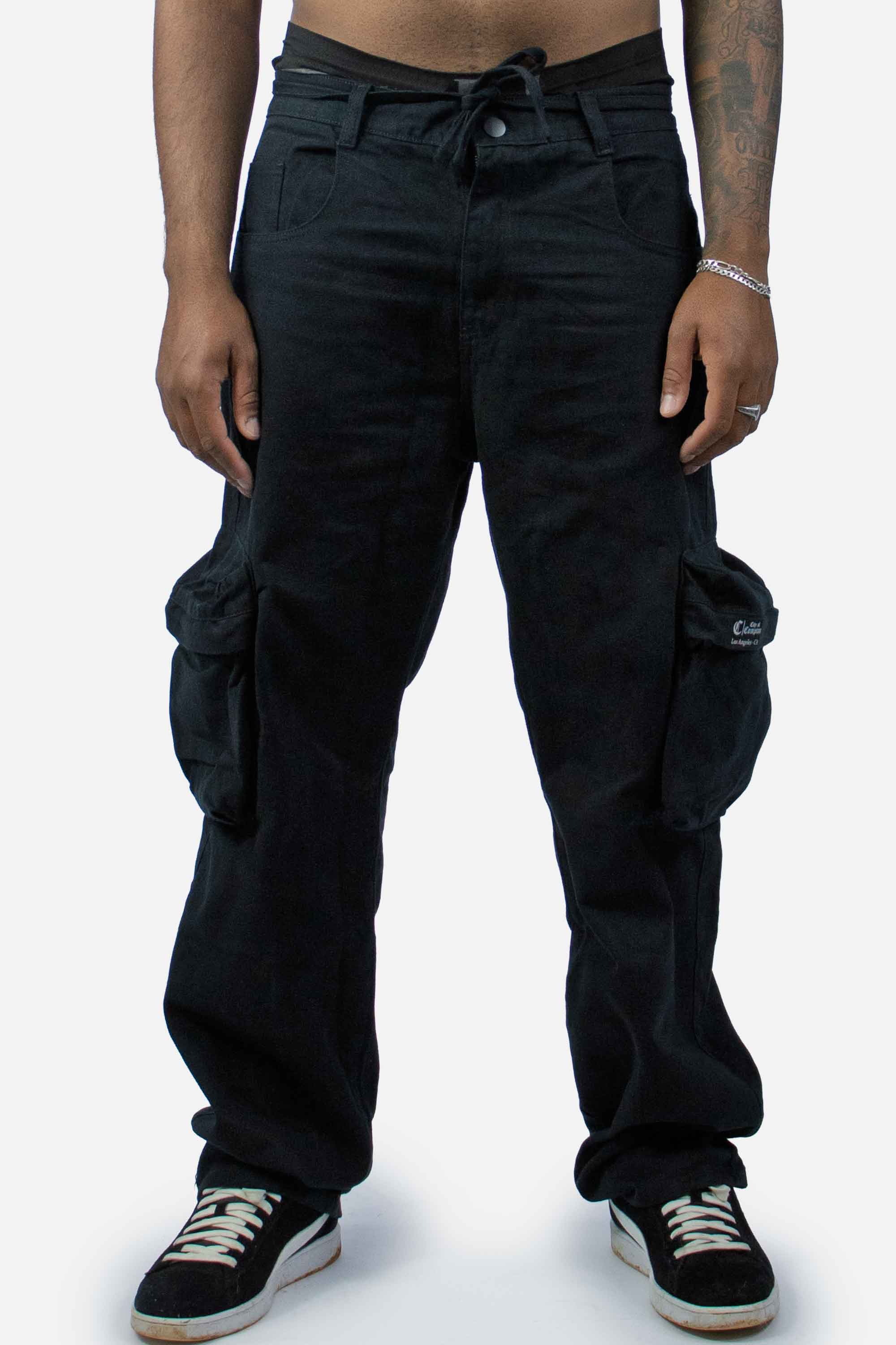 Calça Cargo Compton Bolso Sacola Preta