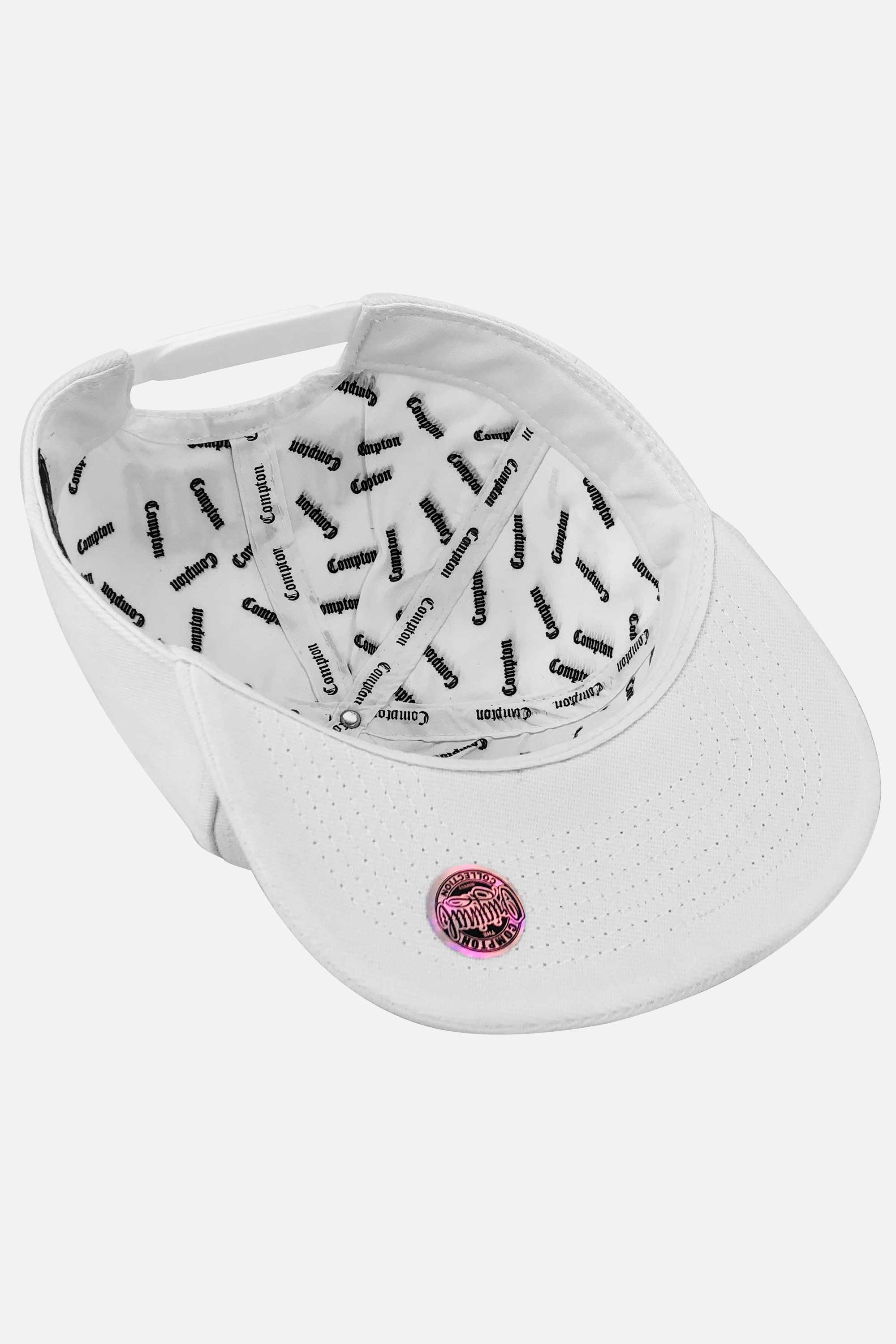 Boné Compton Aba Reta Snapback Logo Corte Laser Branco