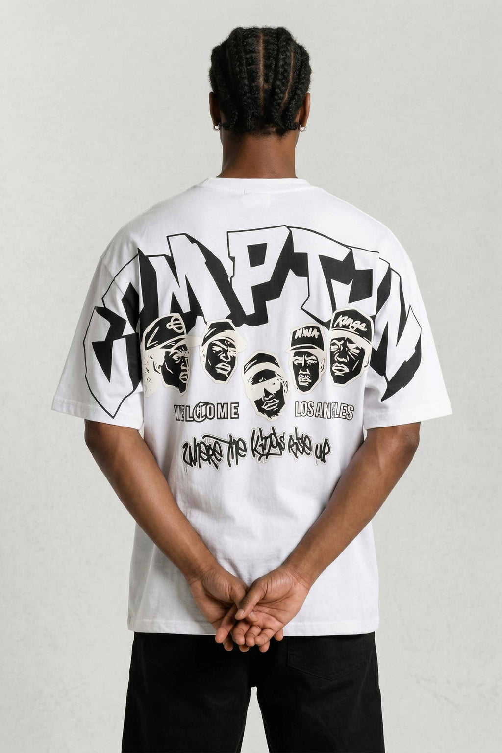 Camiseta Compton Oversized N.W.A. Faces - Branca