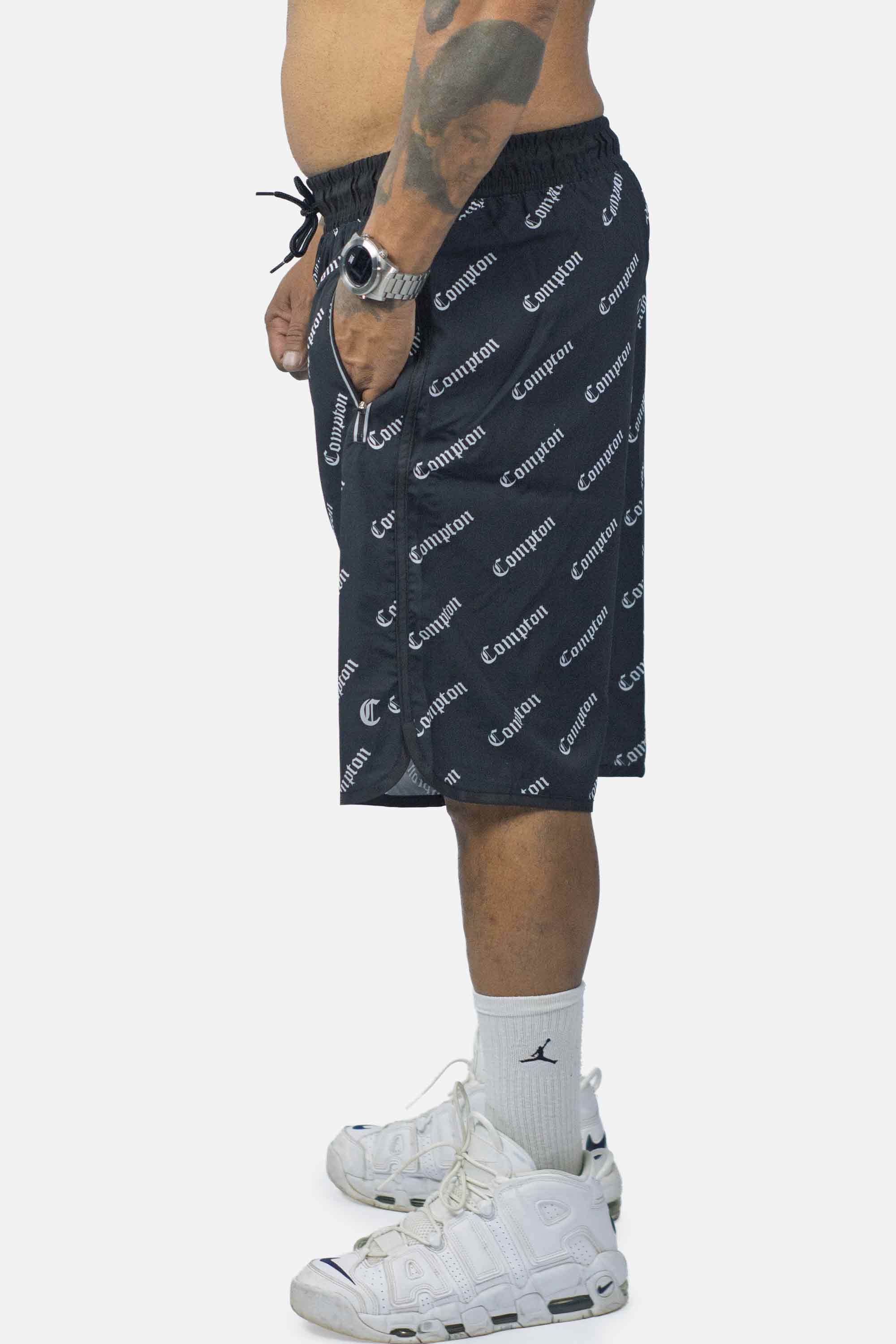 Bermuda Compton Tactel Full Printi Script Preta