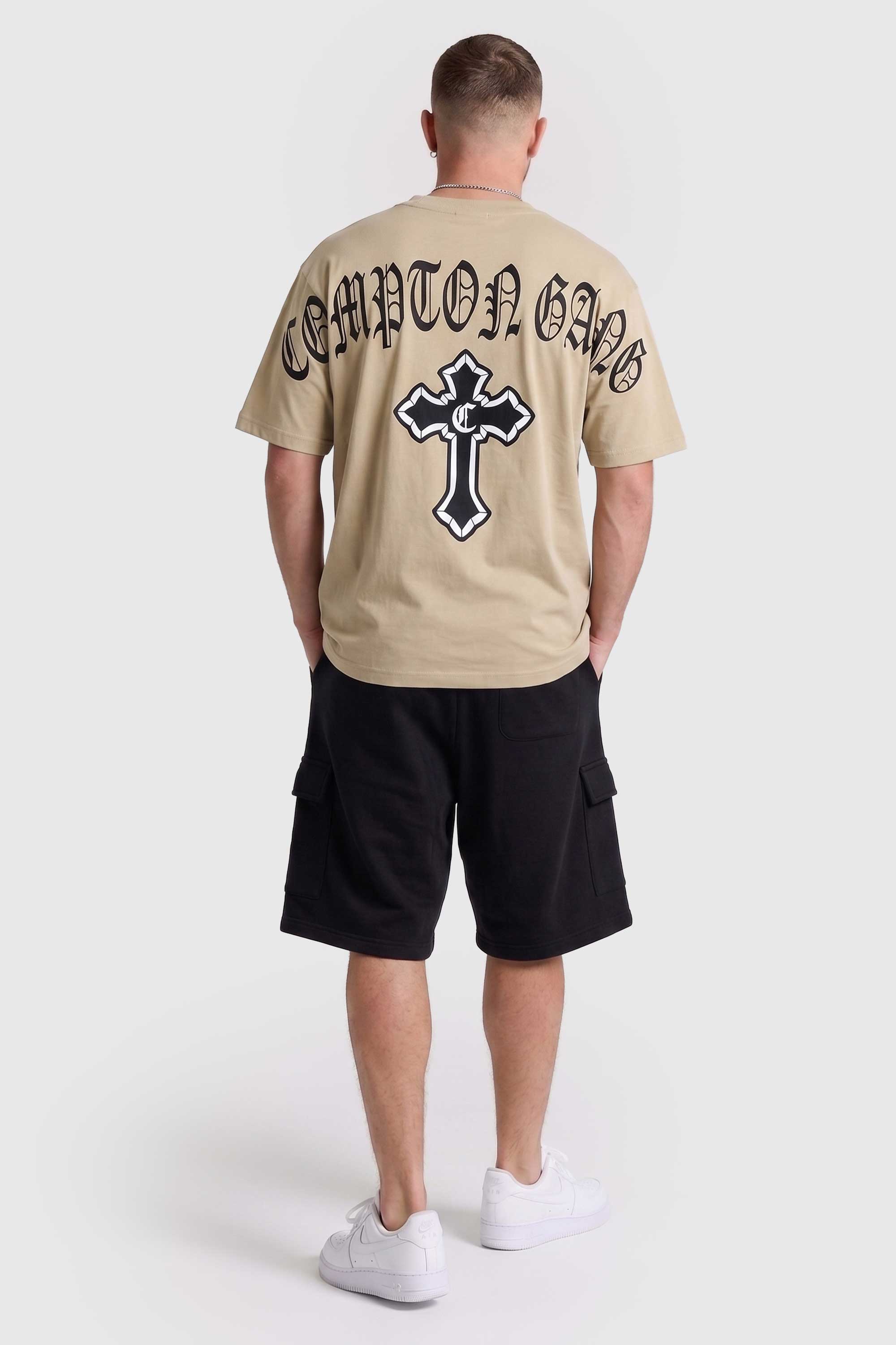 Camiseta Compton Oversized Gang Cross Bege