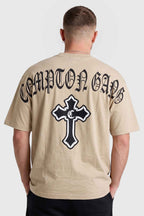 Camiseta Compton Oversized Gang Cross Bege