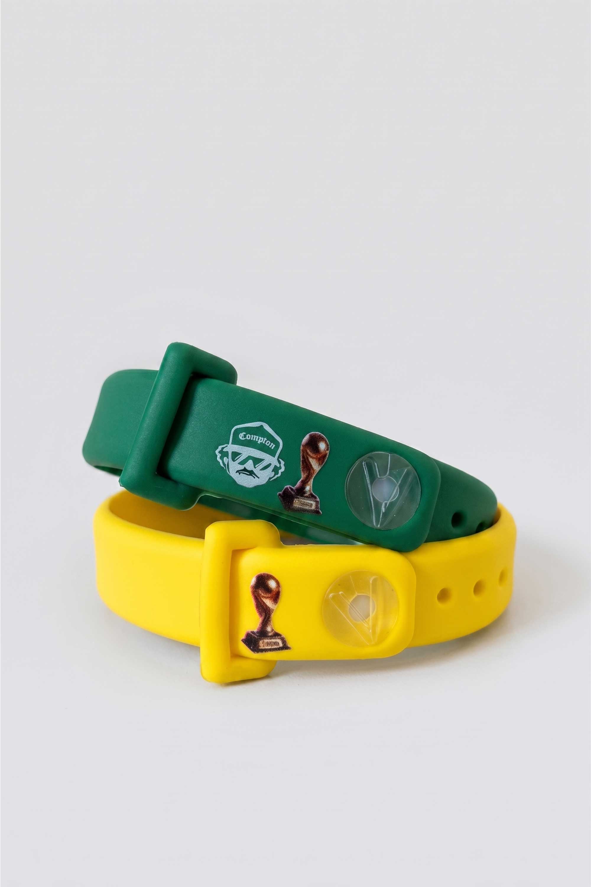 Kit Pulseiras Silicone Compton Brasil Verde e Amarelo