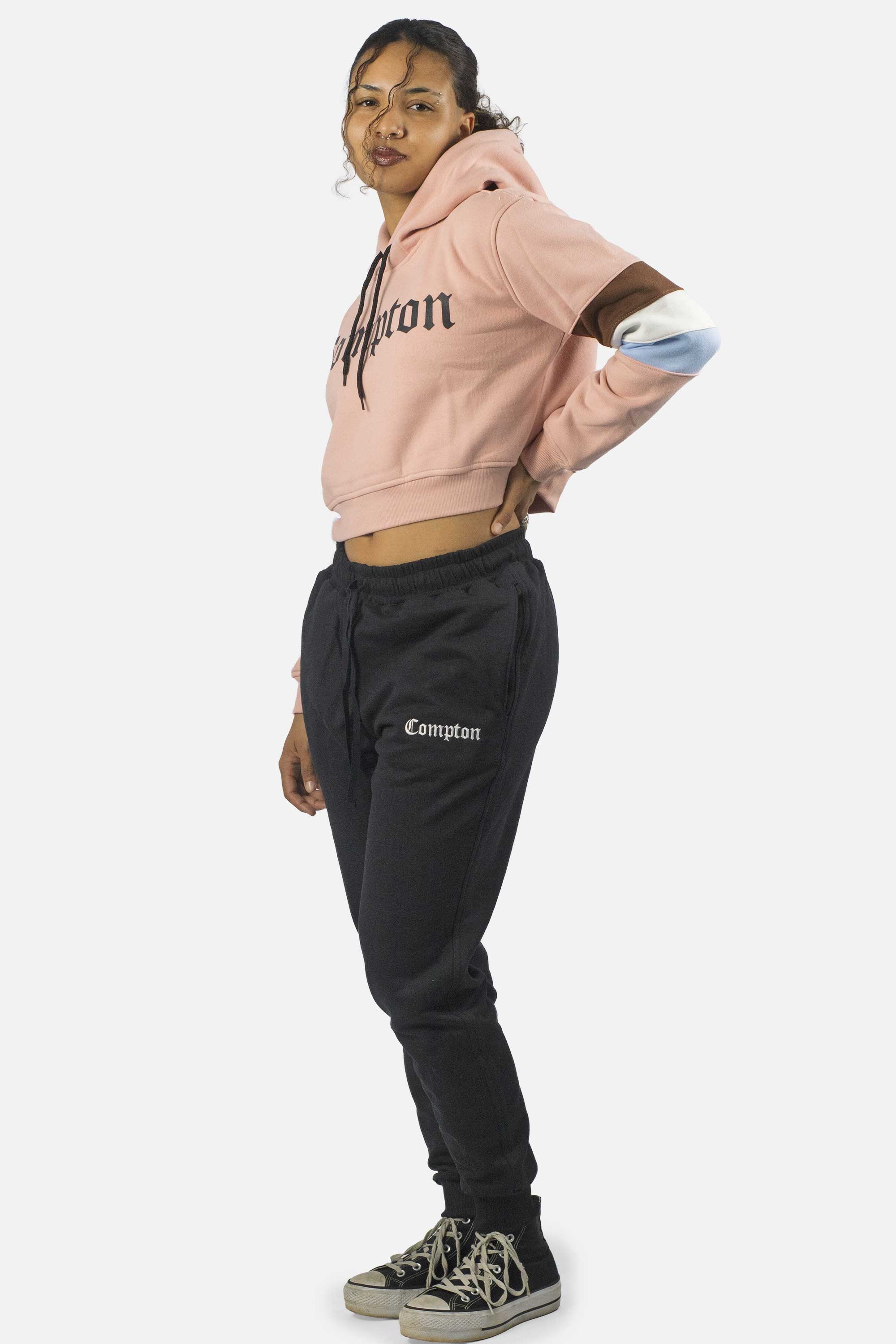 Blusa Moletom Compton Cropped Rosa