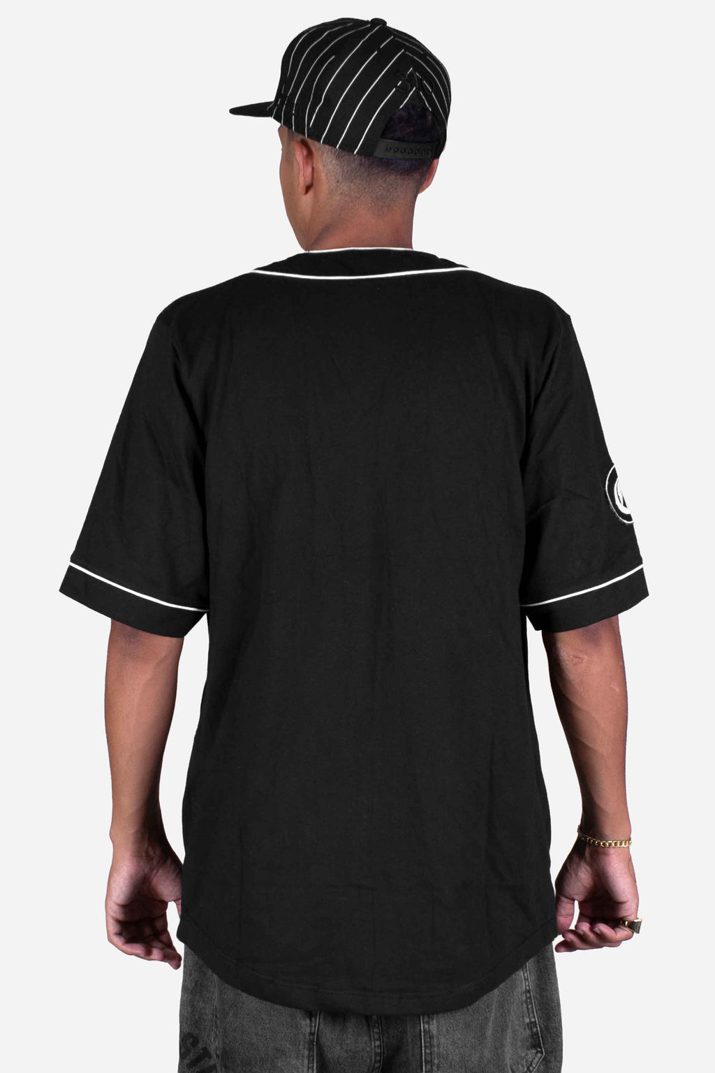 Camisa De Botão Baseball Compton Logo Preta - COMPTON