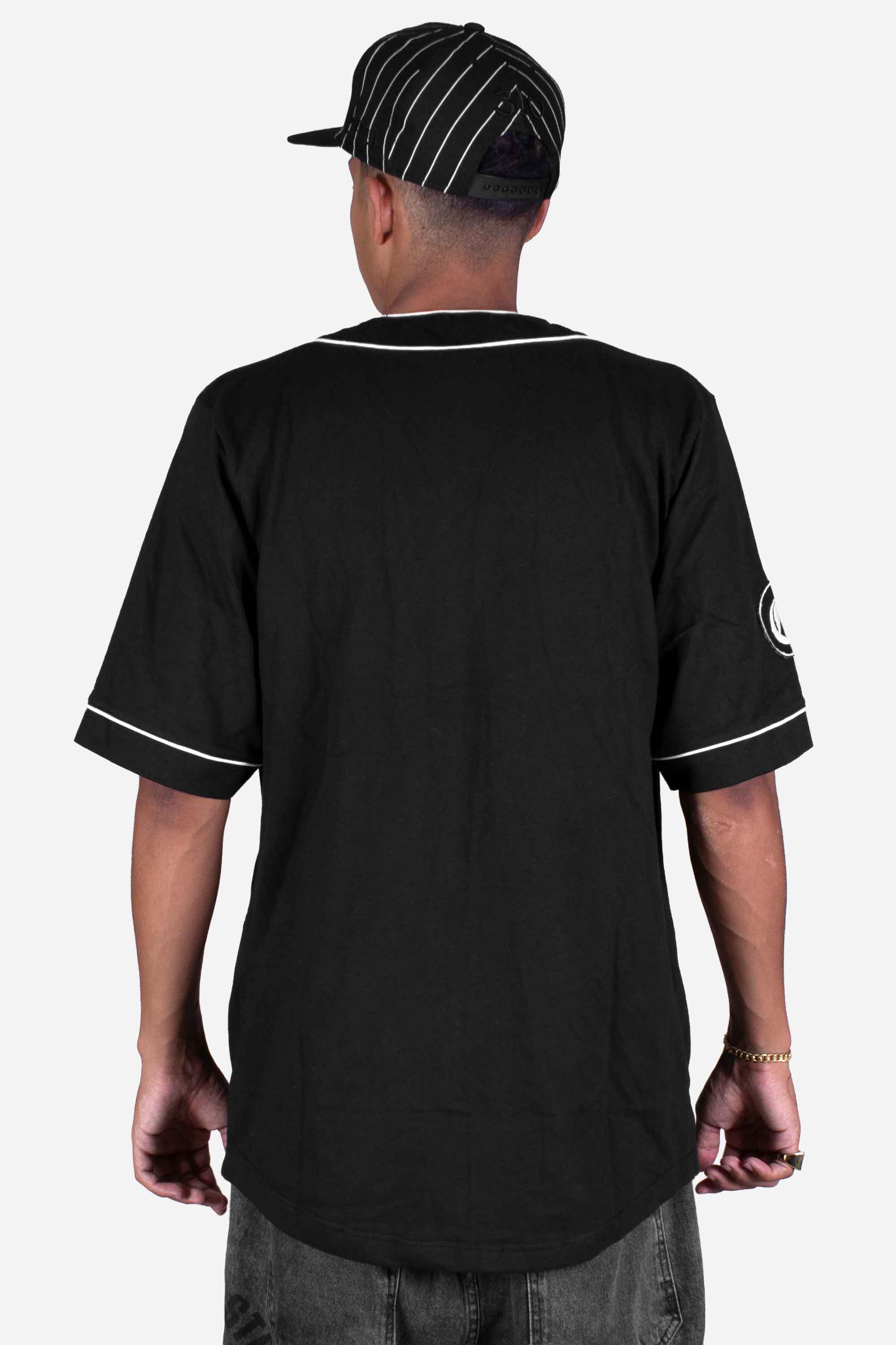 Camisa De Botão Baseball Compton Logo Preta - COMPTON