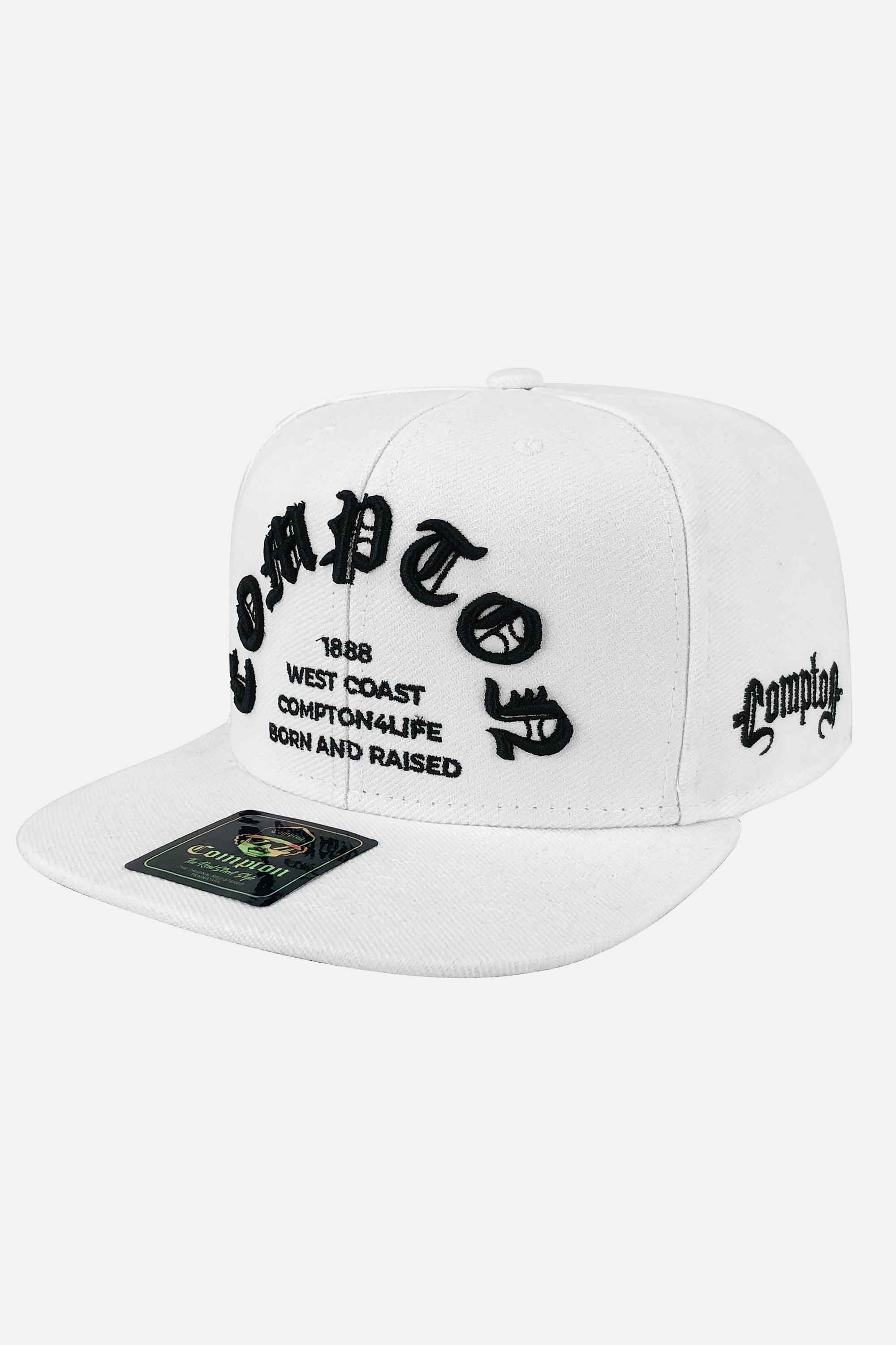 Boné Compton Aba Reta Snapback Born And Raised Branco