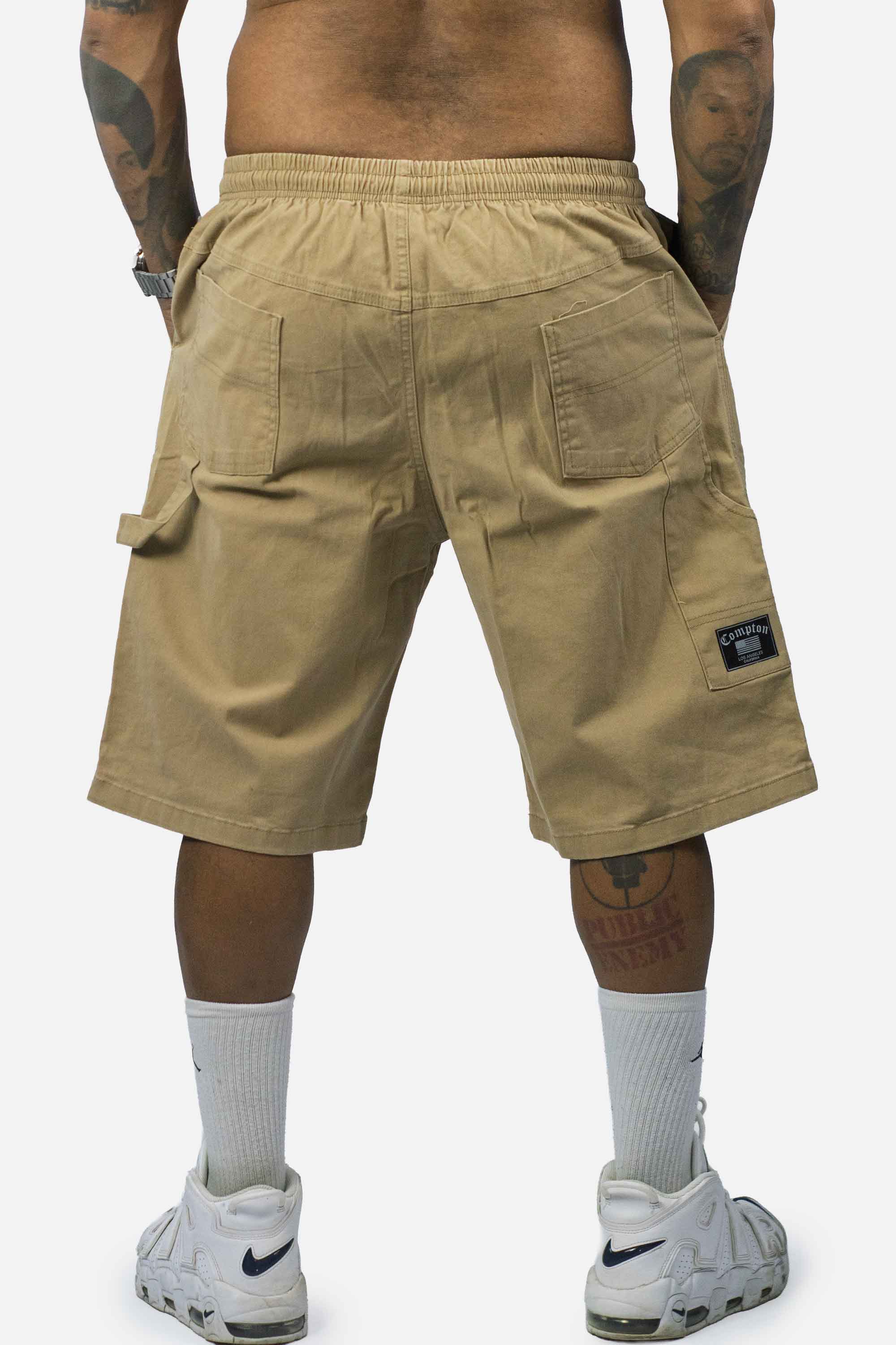 Bermuda Sarja Compton Carpinteiro Logo 3D Caqui