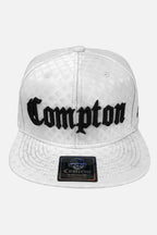 Boné Compton Aba Reta Classic Couro Branco