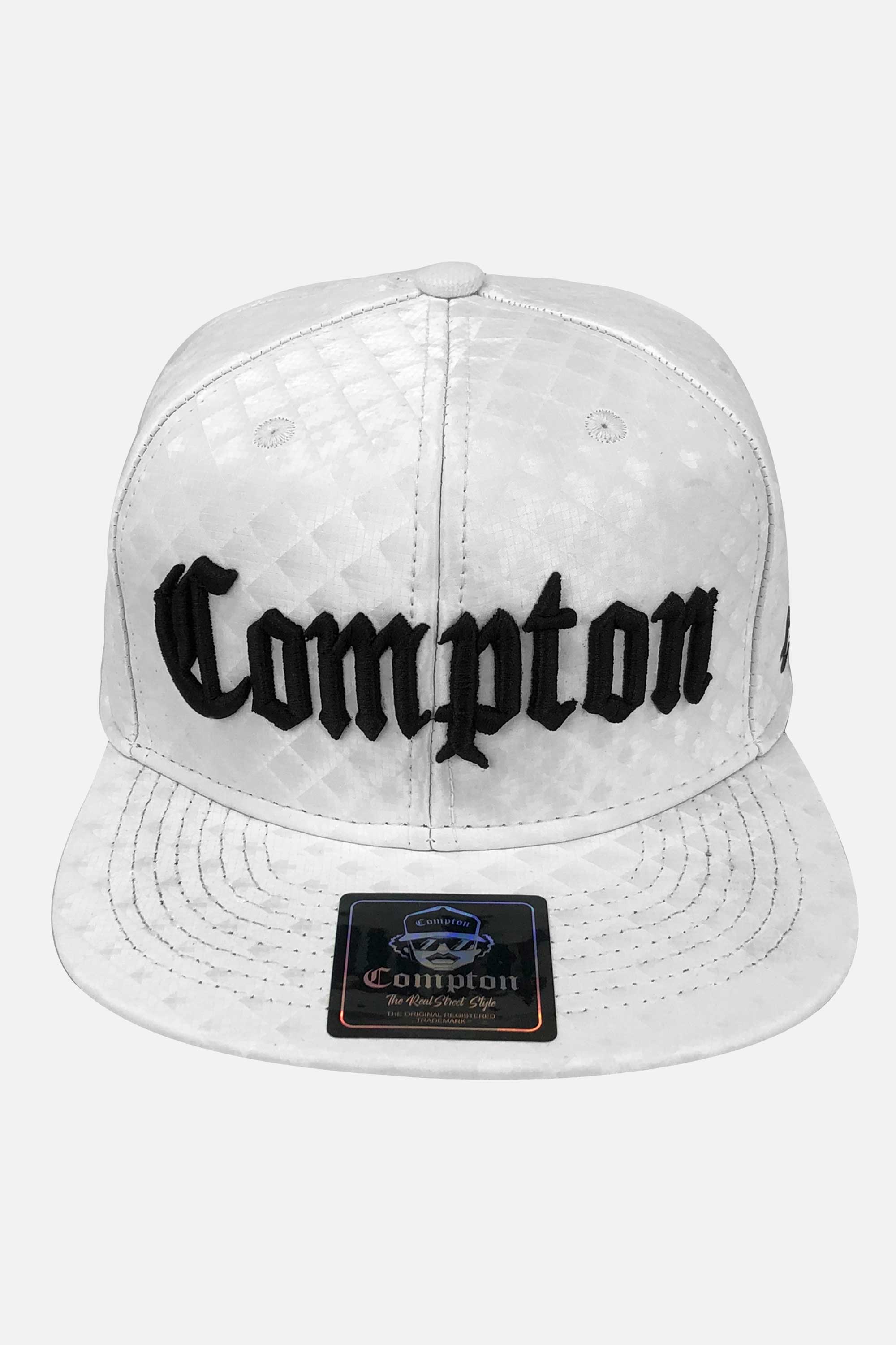 Boné Compton Aba Reta Classic Couro Branco